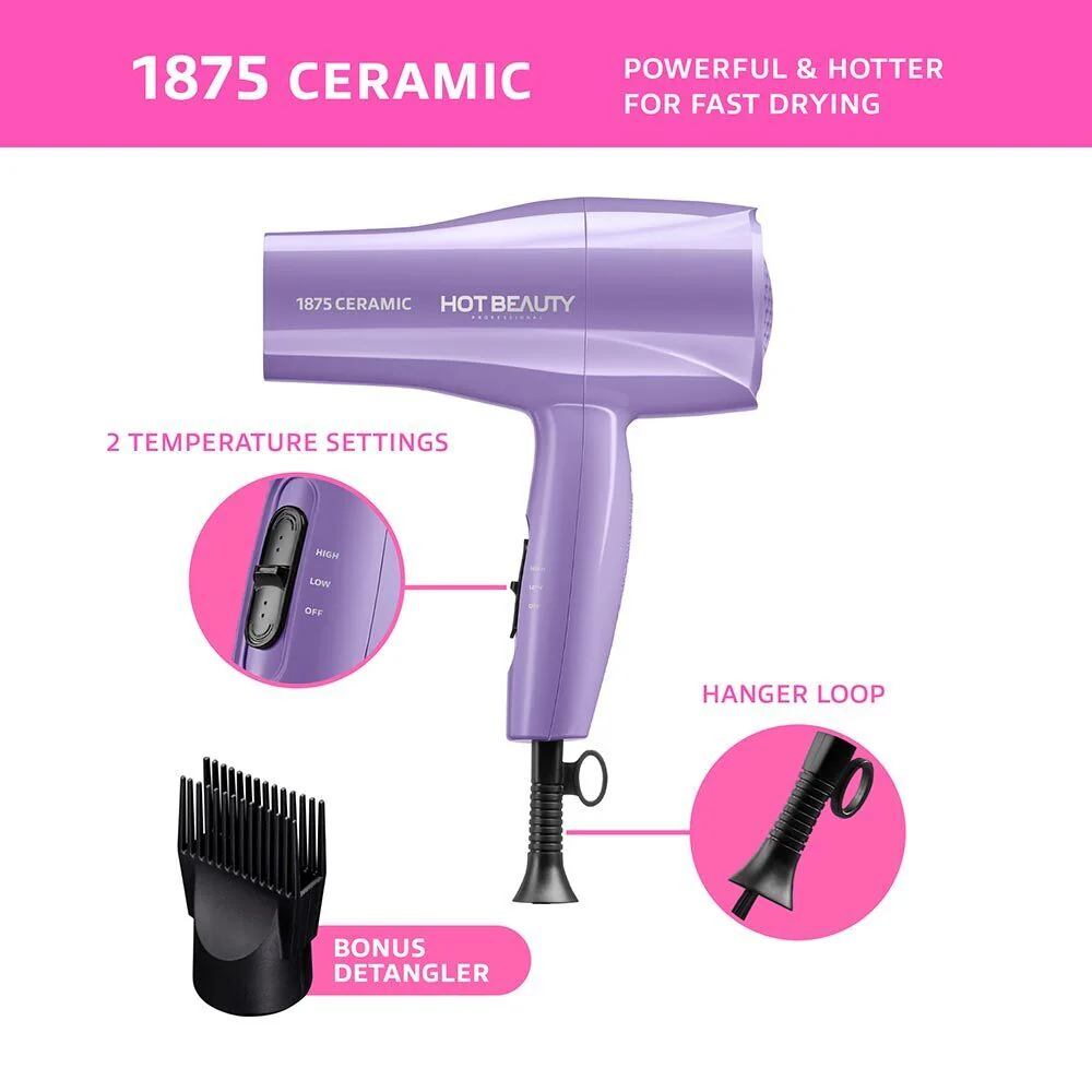 Hot Beauty Powerful Fast Drying 1875 Ceramic Styling Dryer Purple - Image 4