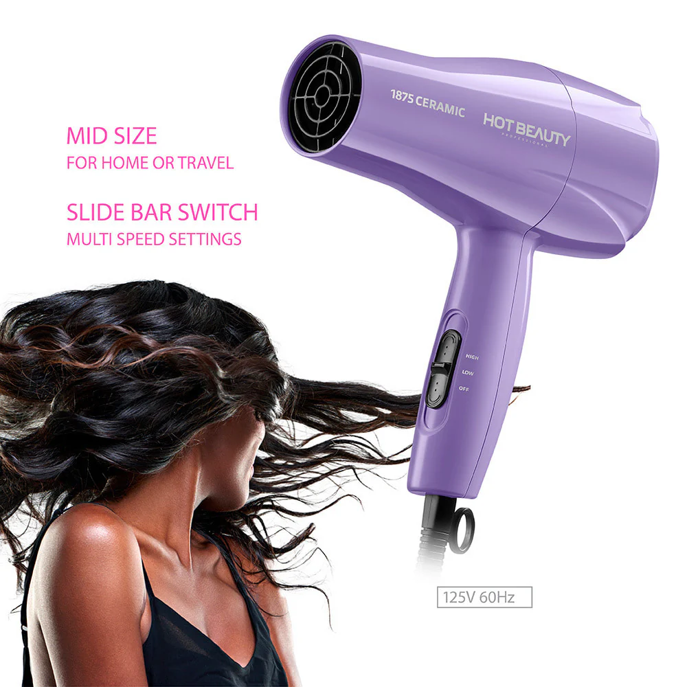 Hot Beauty Powerful Fast Drying 1875 Ceramic Styling Dryer Purple - Image 5