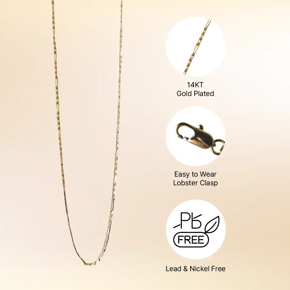 Arria Premium Gold Tone Figaro Chain Necklace - Image 3