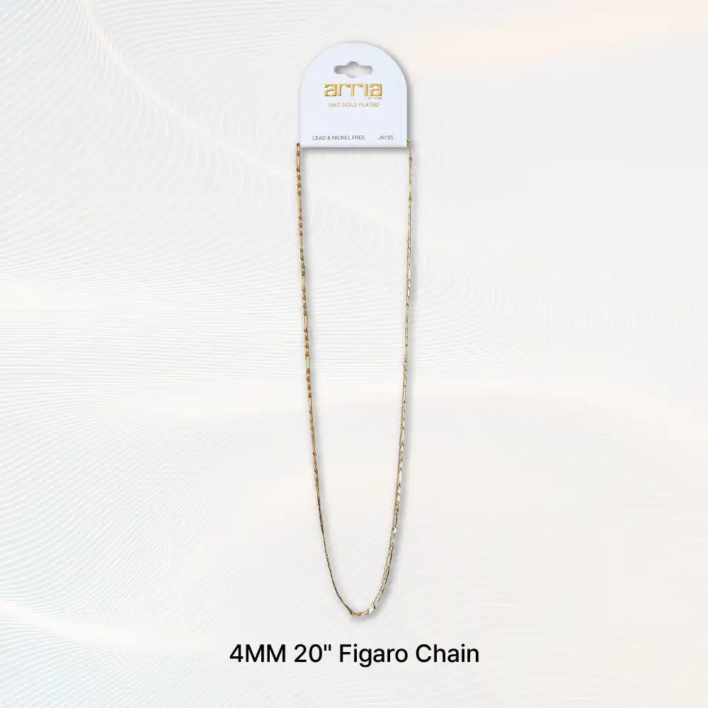 Arria Premium Gold Tone Figaro Chain Necklace - Image 4