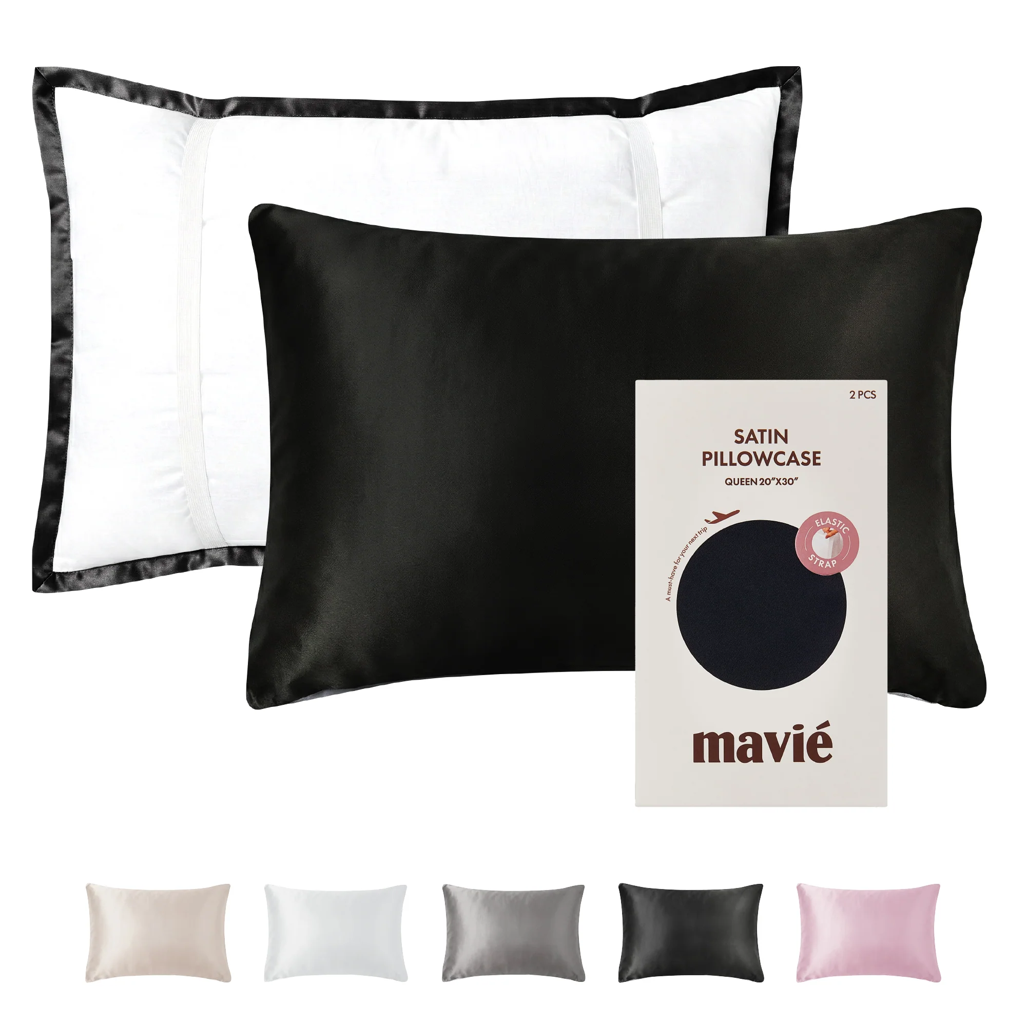 Mavié Premium Satin Pillowcase for Hair & Skin – Slip-Free Secure Fit Travel Pillow Cover, Cooling & Anti-Frizz Beauty Sleep - Image 100