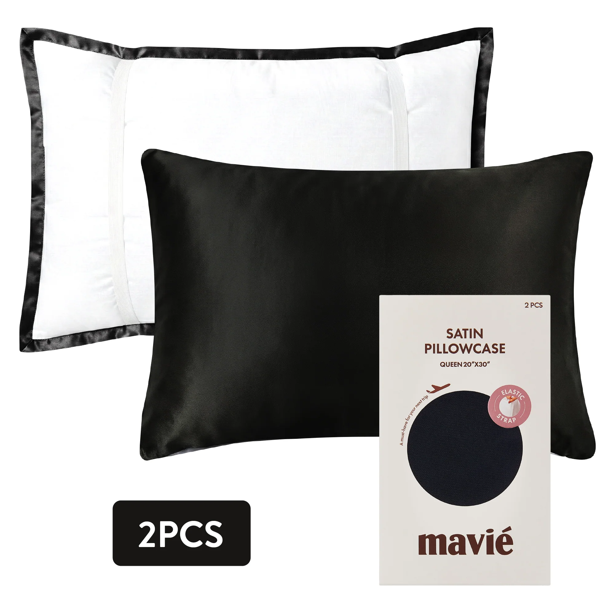 Mavié Premium Satin Pillowcase for Hair & Skin – Slip-Free Secure Fit Travel Pillow Cover, Cooling & Anti-Frizz Beauty Sleep - Image 108