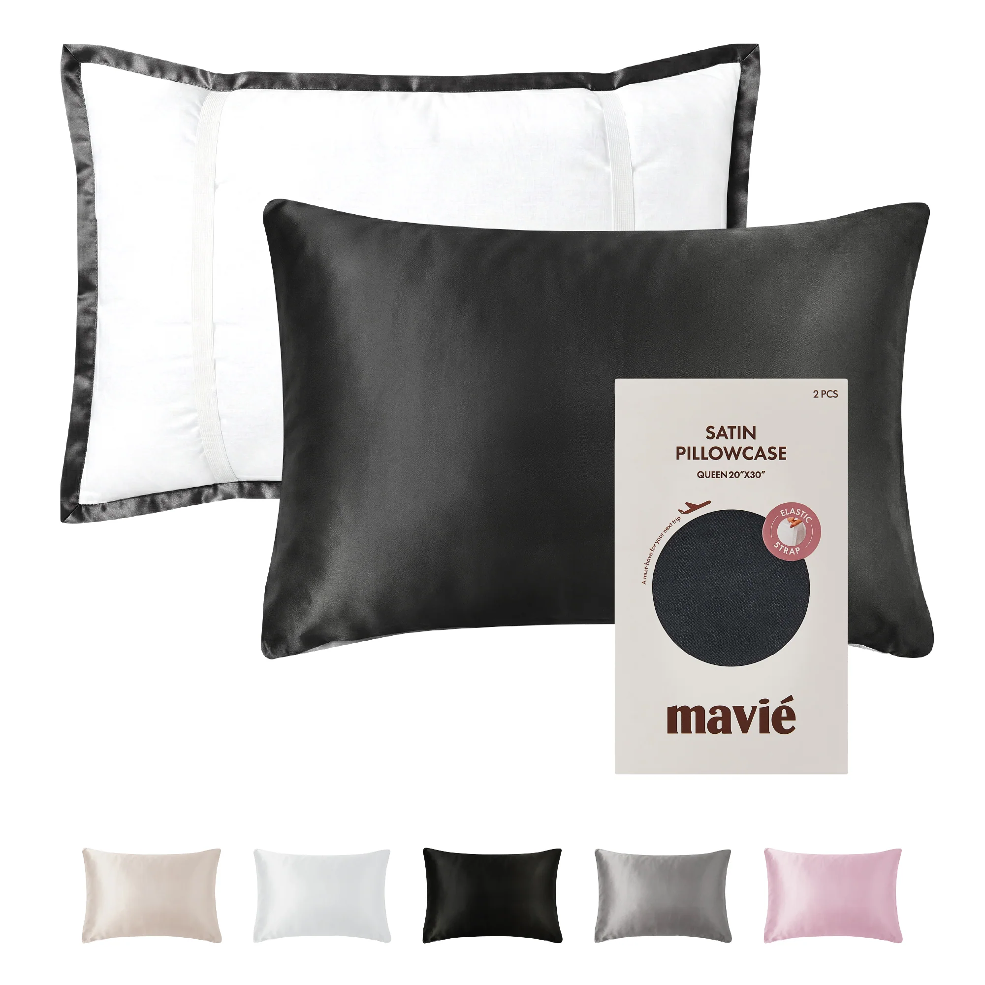 Mavié Premium Satin Pillowcase for Hair & Skin – Slip-Free Secure Fit Travel Pillow Cover, Cooling & Anti-Frizz Beauty Sleep - Image 111