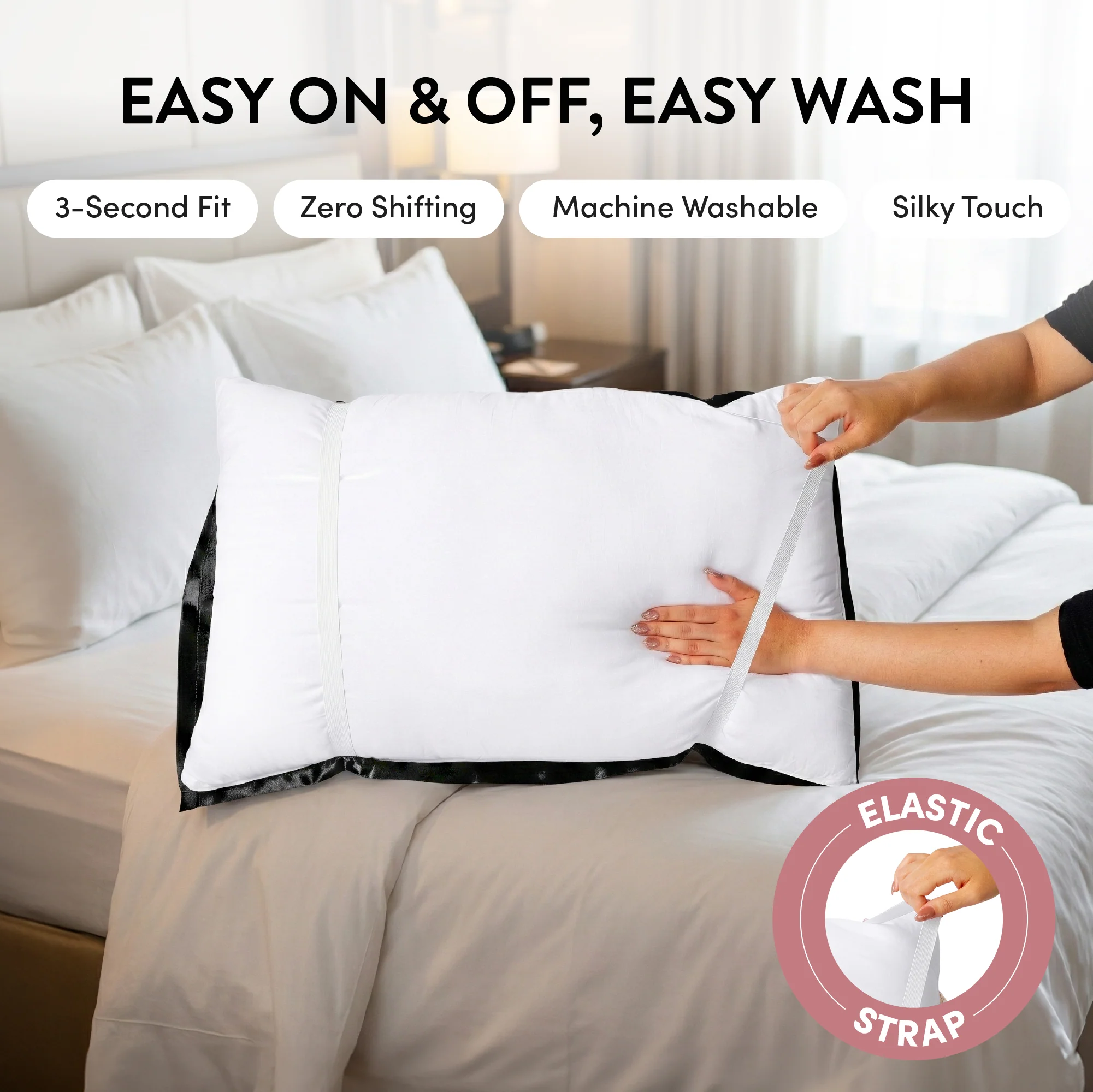 Mavié Premium Satin Pillowcase for Hair & Skin – Slip-Free Secure Fit Travel Pillow Cover, Cooling & Anti-Frizz Beauty Sleep - Image 115
