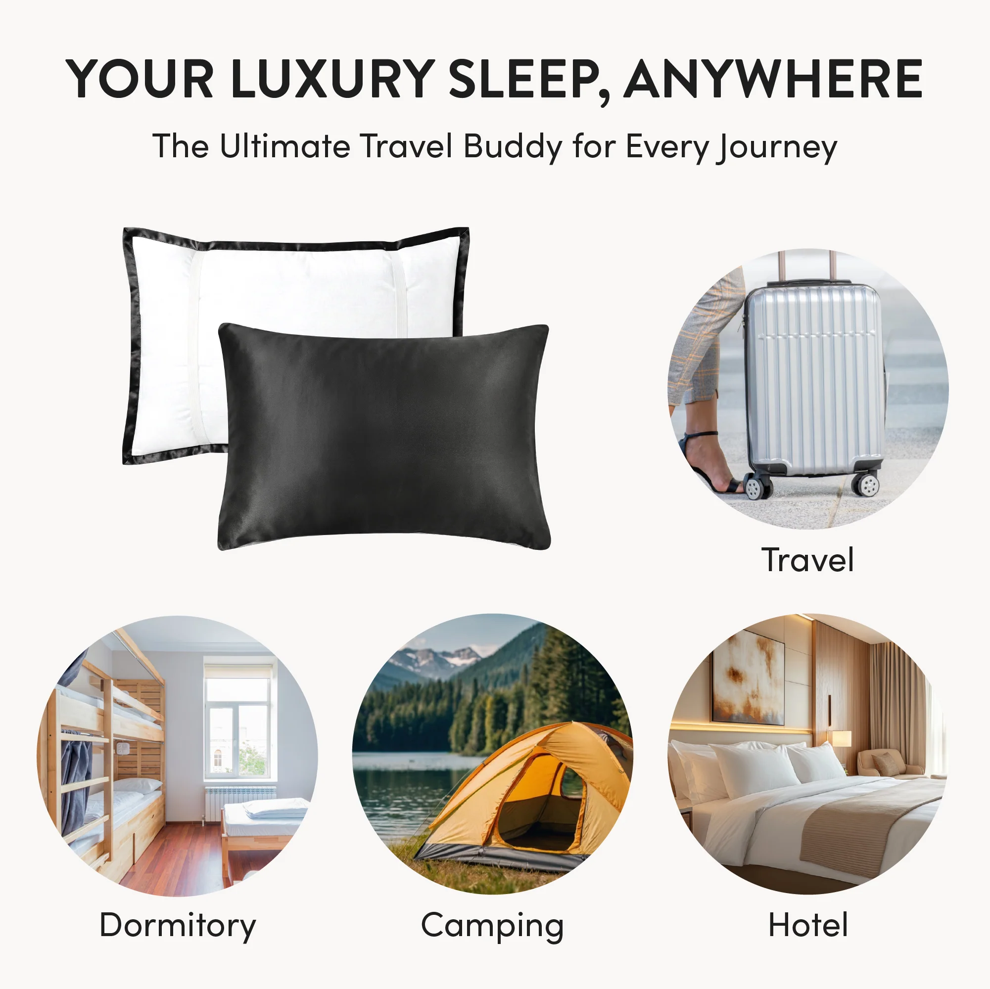 Mavié Premium Satin Pillowcase for Hair & Skin – Slip-Free Secure Fit Travel Pillow Cover, Cooling & Anti-Frizz Beauty Sleep - Image 118
