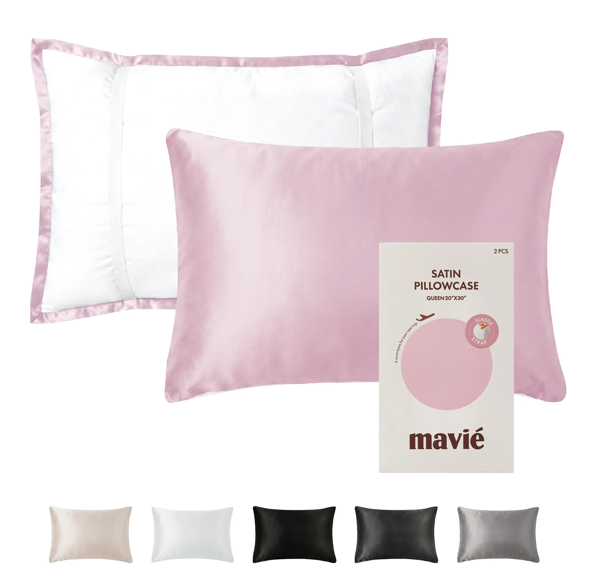 Mavié Premium Satin Pillowcase for Hair & Skin – Slip-Free Secure Fit Travel Pillow Cover, Cooling & Anti-Frizz Beauty Sleep - Image 122