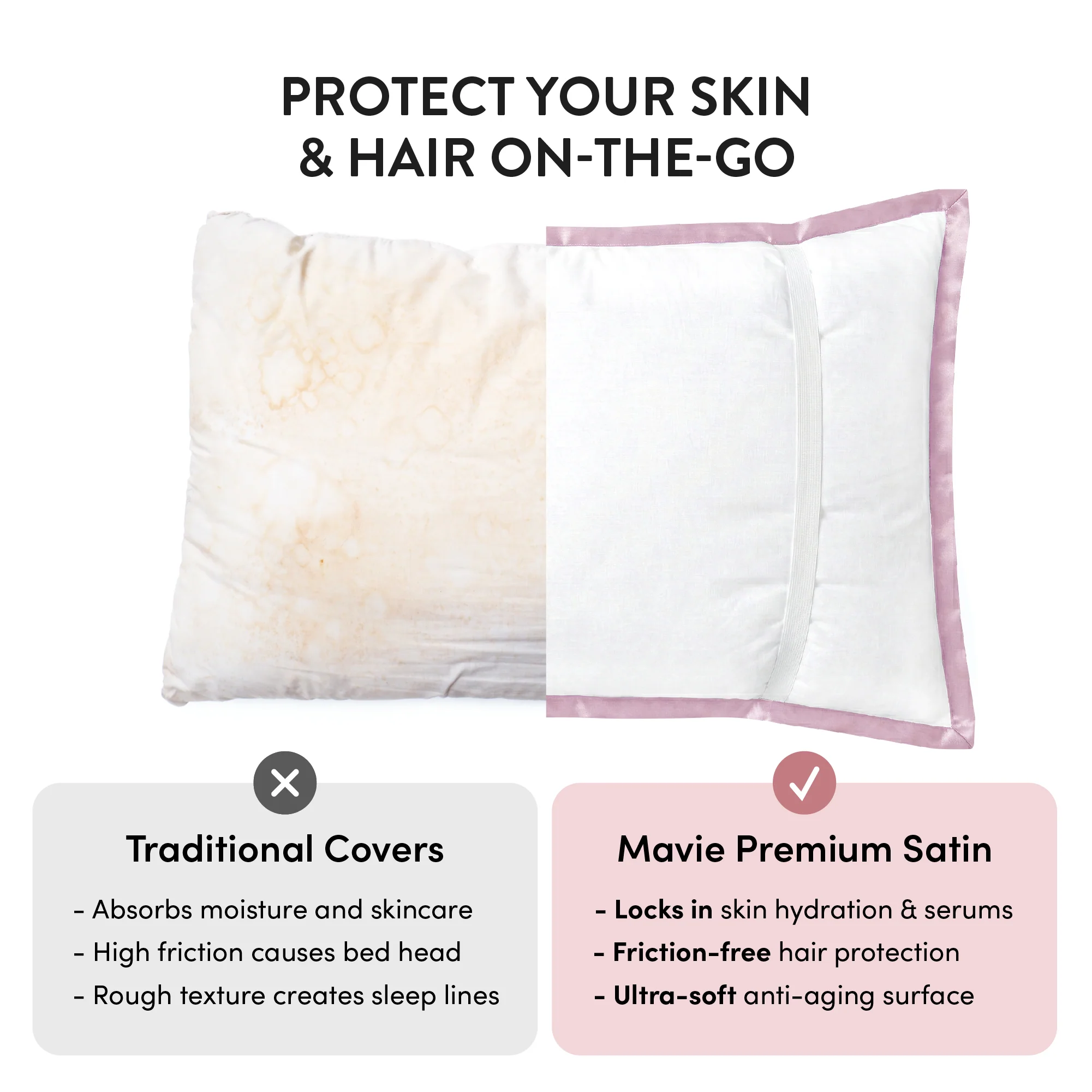 Mavié Premium Satin Pillowcase for Hair & Skin – Slip-Free Secure Fit Travel Pillow Cover, Cooling & Anti-Frizz Beauty Sleep - Image 127