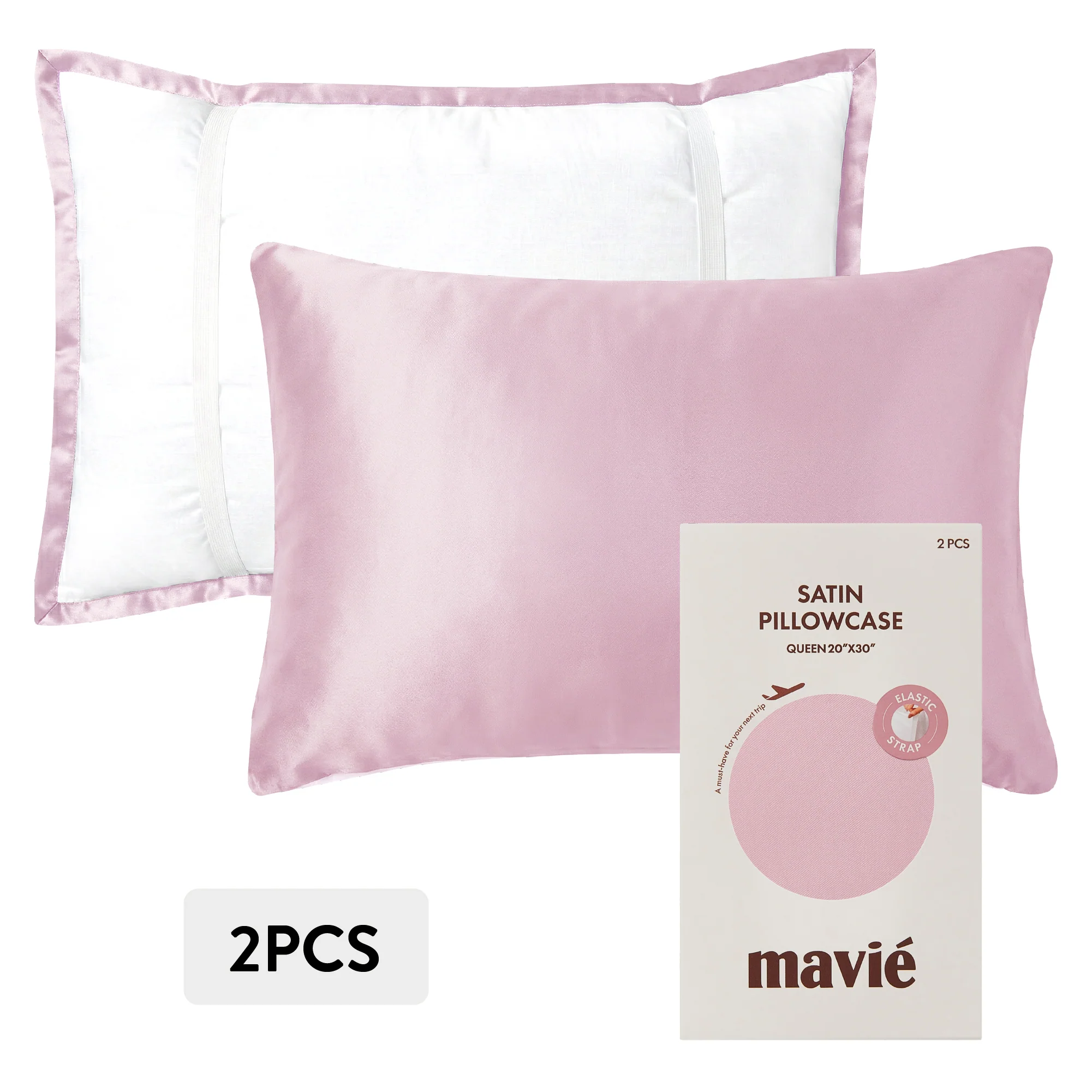 Mavié Premium Satin Pillowcase for Hair & Skin – Slip-Free Secure Fit Travel Pillow Cover, Cooling & Anti-Frizz Beauty Sleep - Image 130
