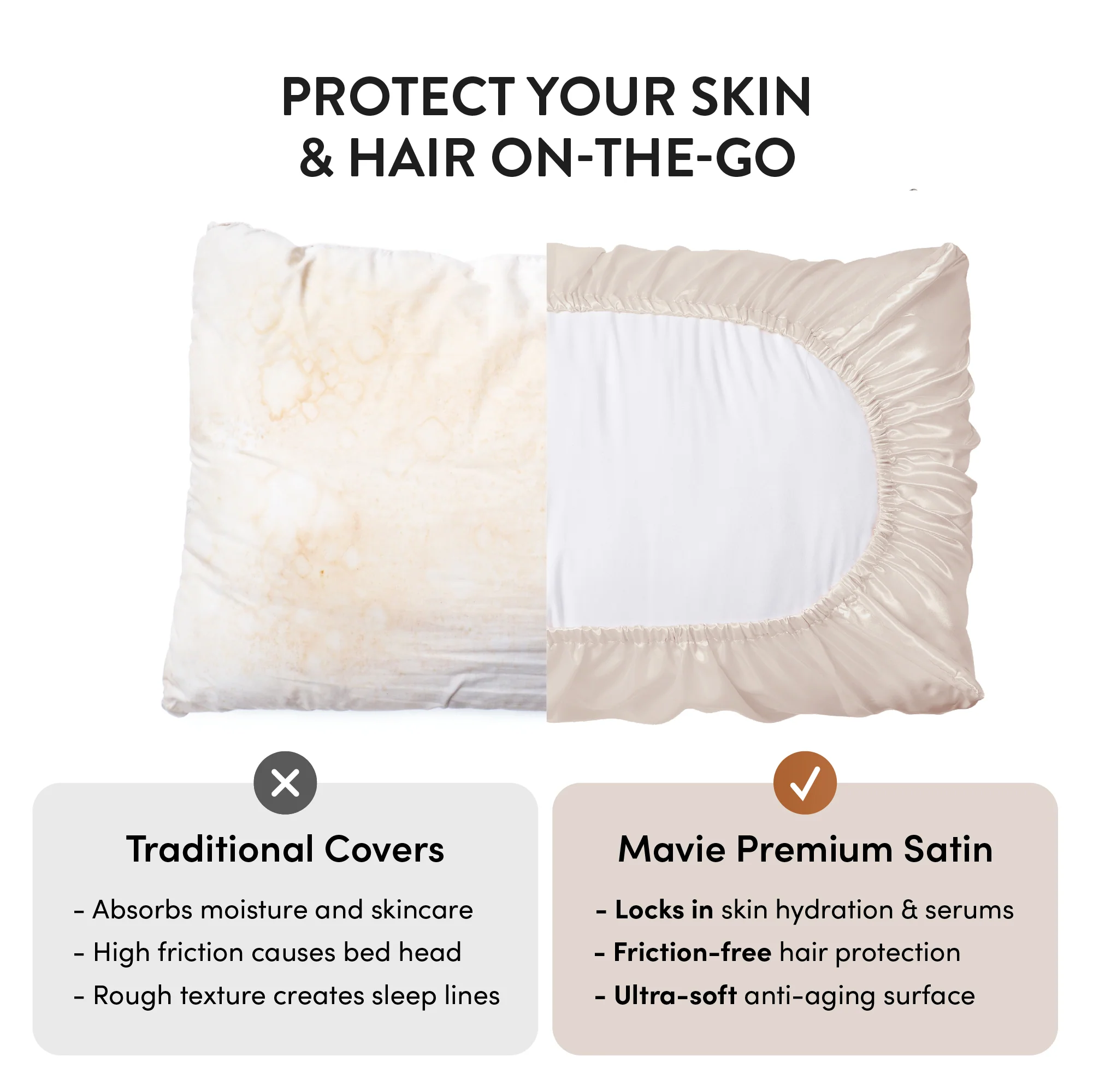 Mavié Premium Satin Pillowcase for Hair & Skin – Slip-Free Secure Fit Travel Pillow Cover, Cooling & Anti-Frizz Beauty Sleep - Image 17