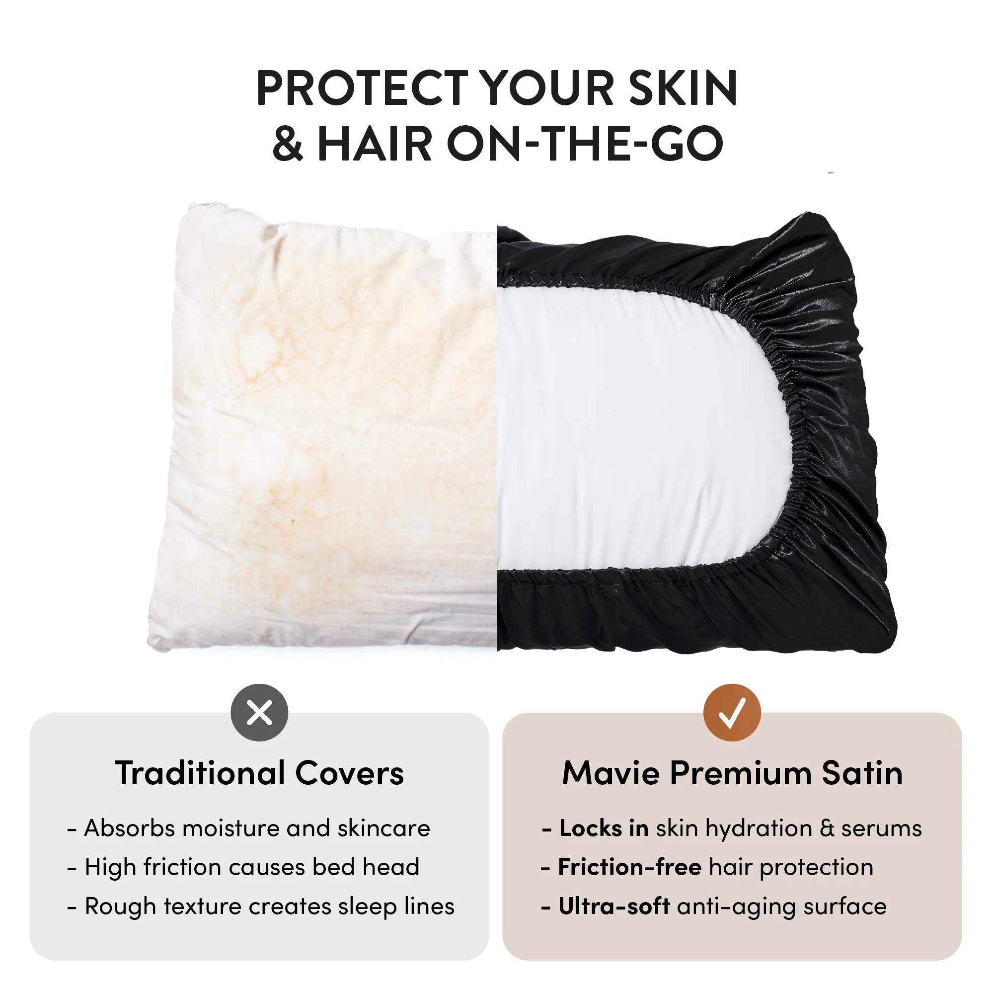Mavié Premium Satin Pillowcase for Hair & Skin – Slip-Free Secure Fit Travel Pillow Cover, Cooling & Anti-Frizz Beauty Sleep - Image 39