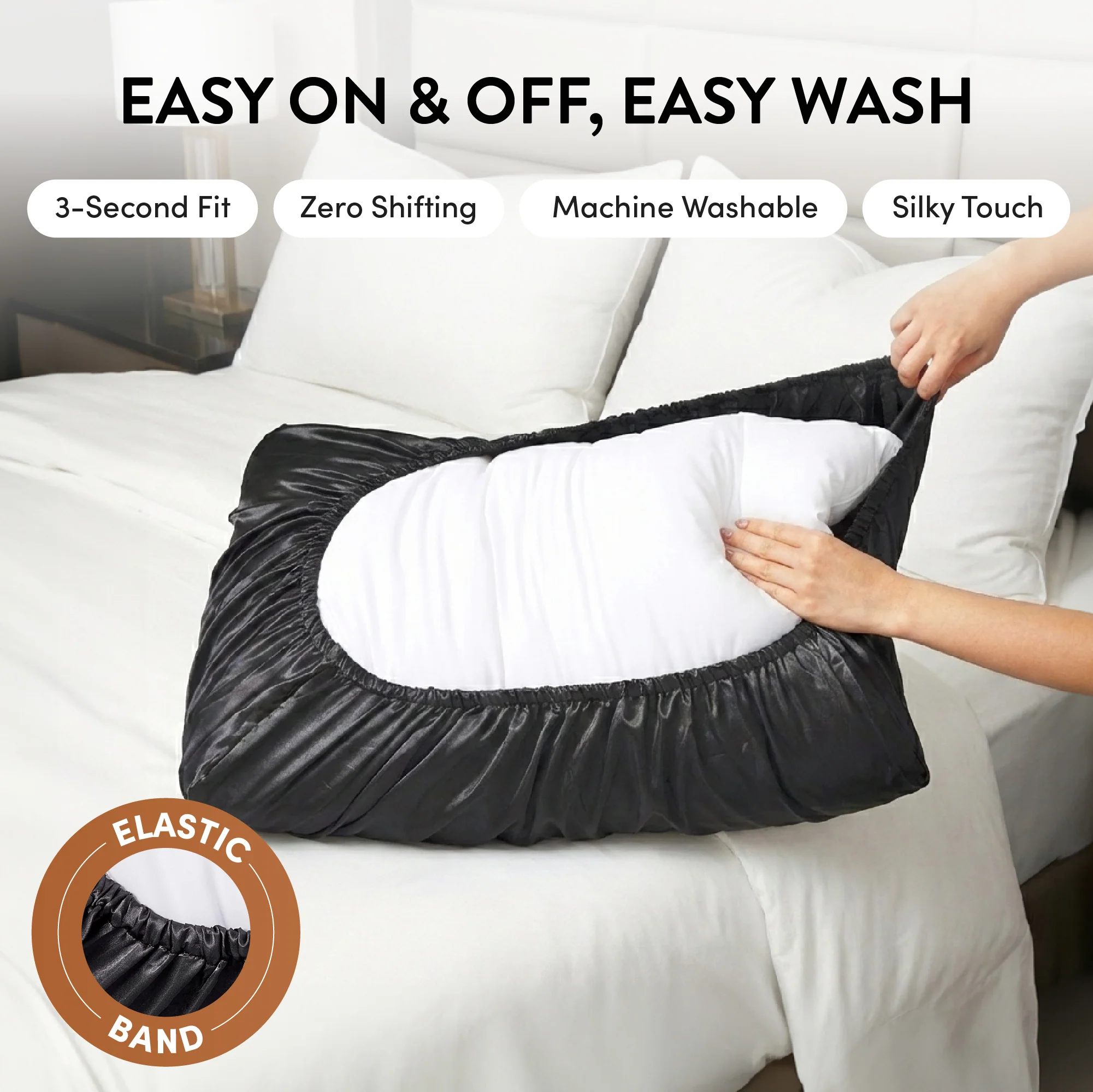 Mavié Premium Satin Pillowcase for Hair & Skin – Slip-Free Secure Fit Travel Pillow Cover, Cooling & Anti-Frizz Beauty Sleep - Image 49