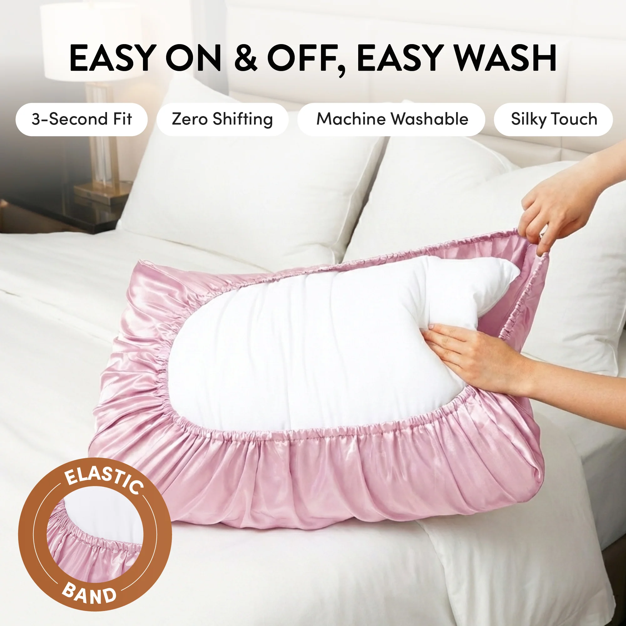 Mavié Premium Satin Pillowcase for Hair & Skin – Slip-Free Secure Fit Travel Pillow Cover, Cooling & Anti-Frizz Beauty Sleep - Image 60
