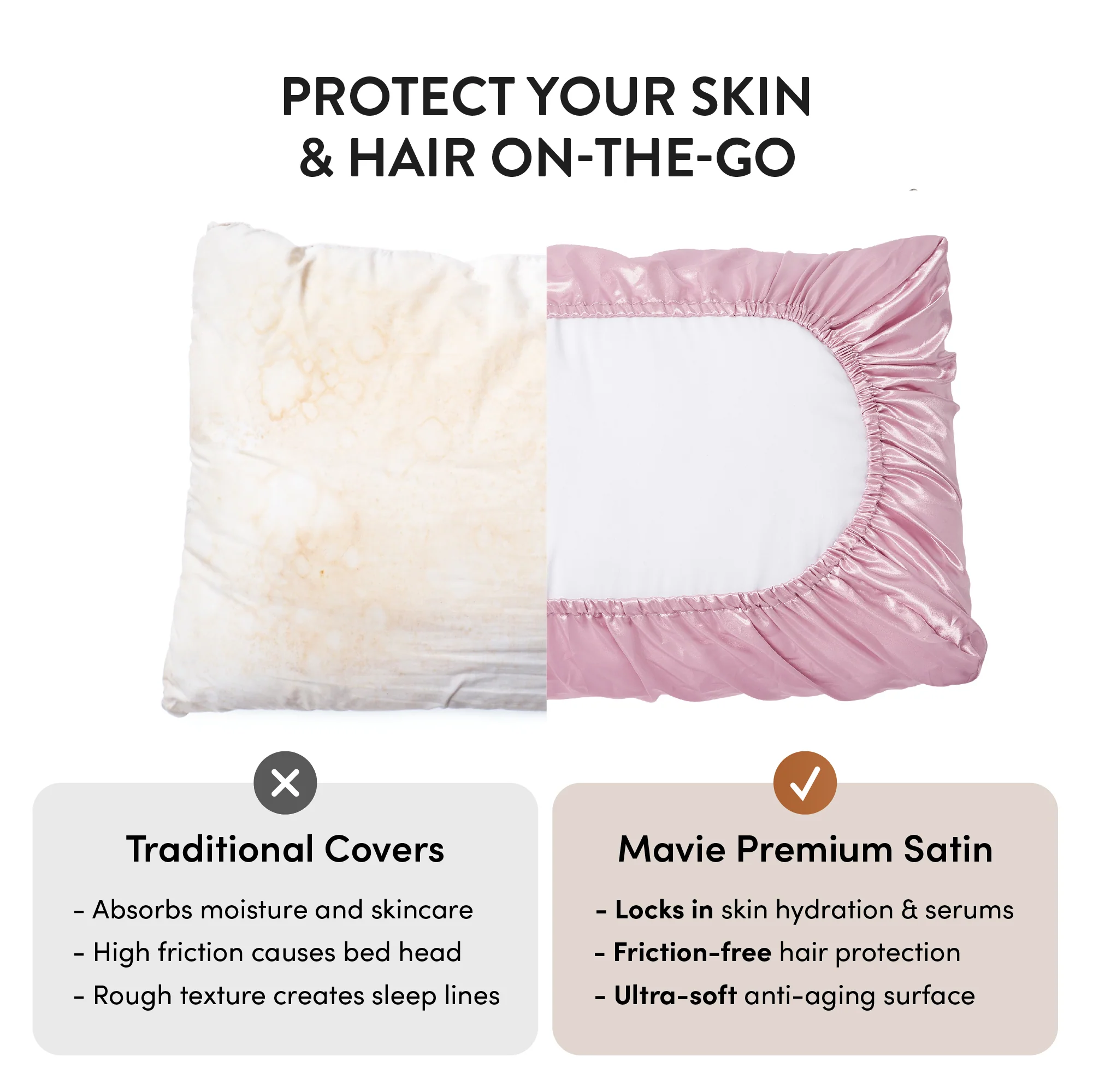 Mavié Premium Satin Pillowcase for Hair & Skin – Slip-Free Secure Fit Travel Pillow Cover, Cooling & Anti-Frizz Beauty Sleep - Image 61