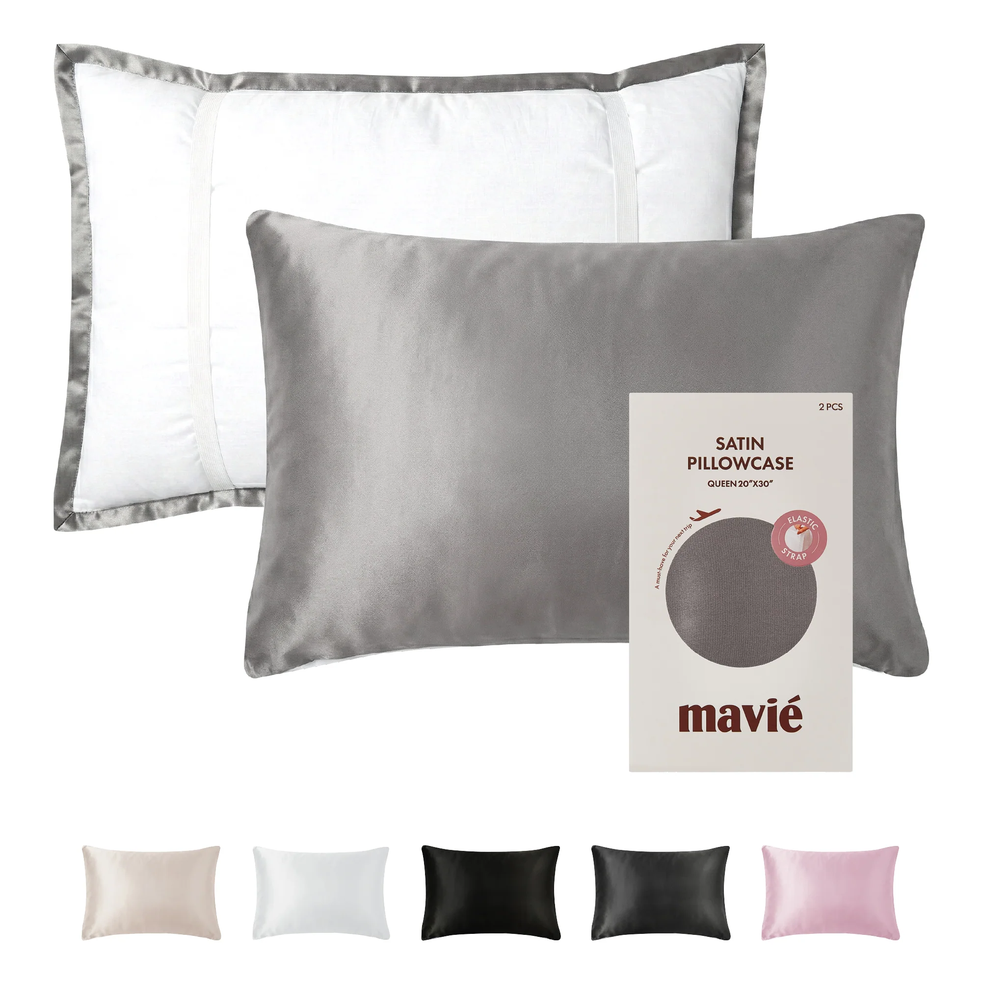 Mavié Premium Satin Pillowcase for Hair & Skin – Slip-Free Secure Fit Travel Pillow Cover, Cooling & Anti-Frizz Beauty Sleep - Image 67