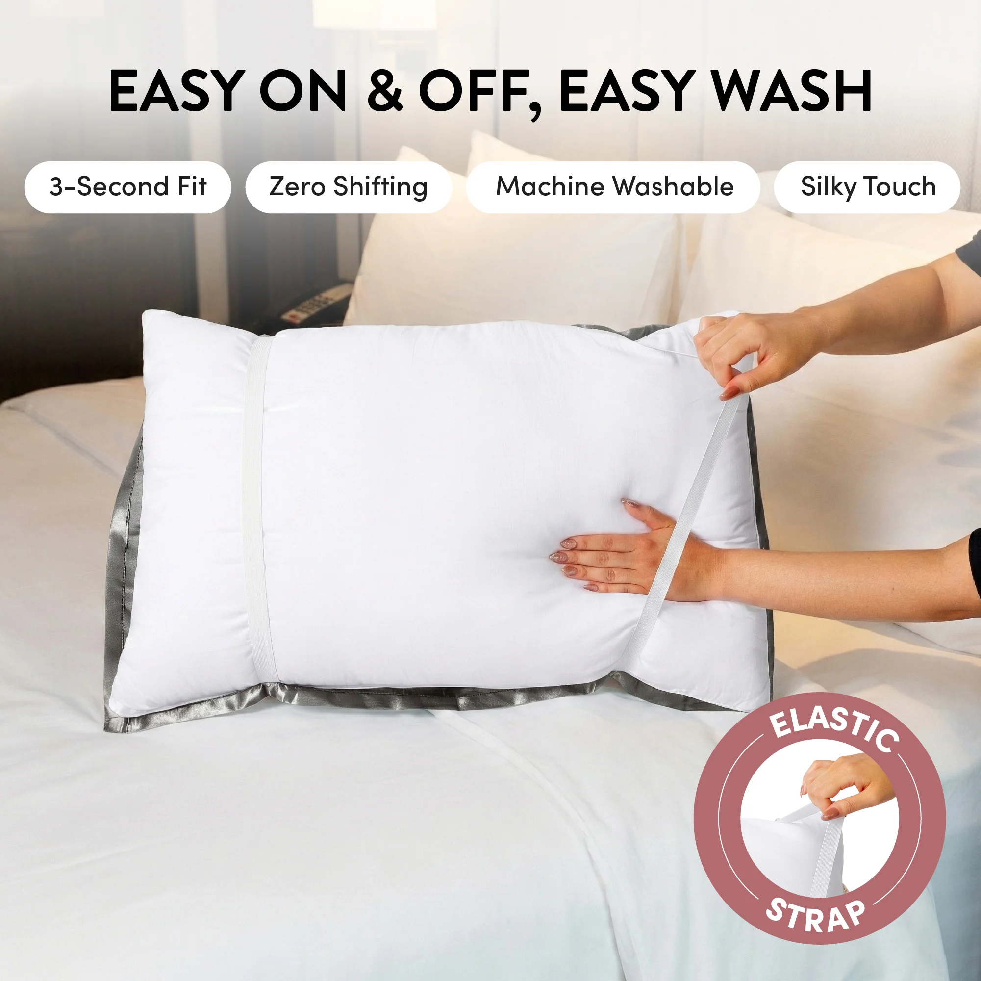 Mavié Premium Satin Pillowcase for Hair & Skin – Slip-Free Secure Fit Travel Pillow Cover, Cooling & Anti-Frizz Beauty Sleep - Image 71