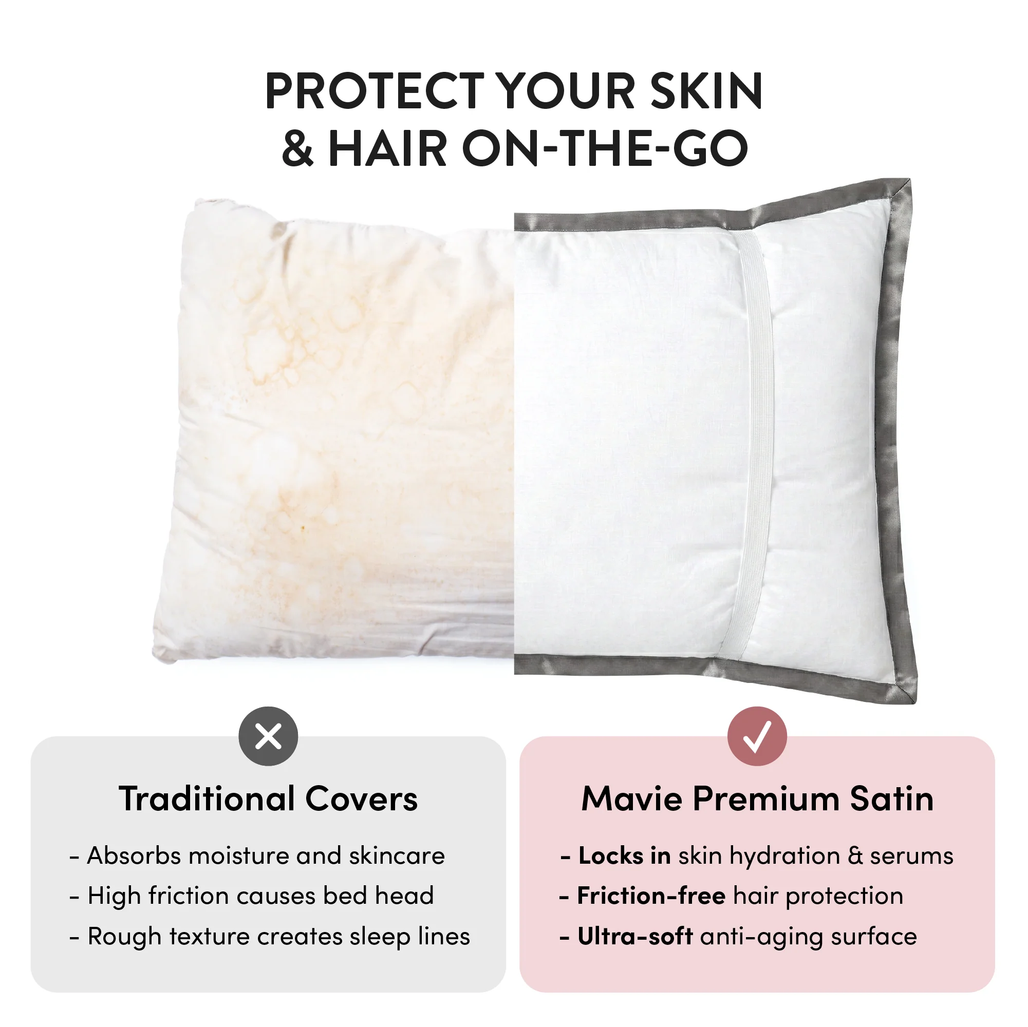 Mavié Premium Satin Pillowcase for Hair & Skin – Slip-Free Secure Fit Travel Pillow Cover, Cooling & Anti-Frizz Beauty Sleep - Image 72