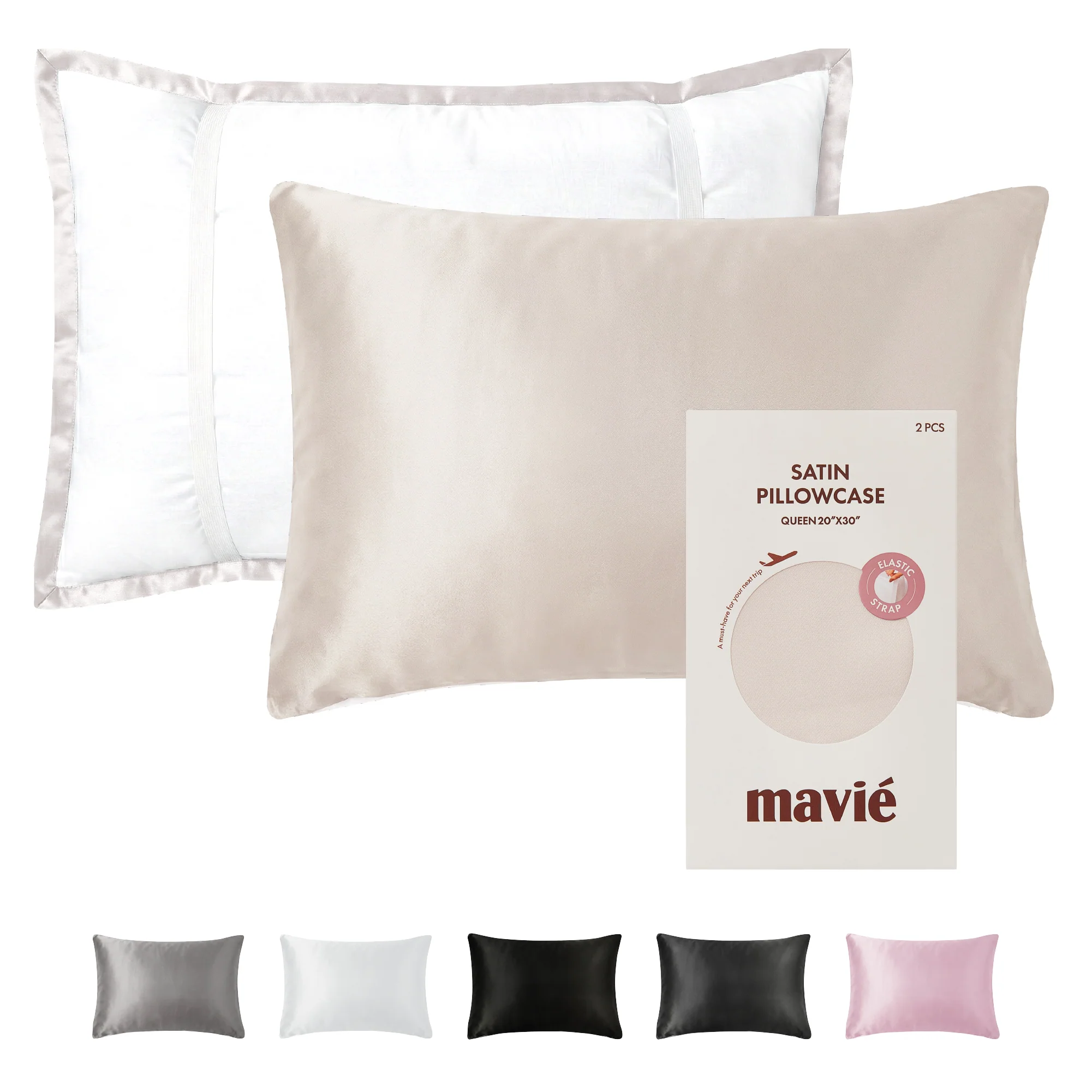 Mavié Premium Satin Pillowcase for Hair & Skin – Slip-Free Secure Fit Travel Pillow Cover, Cooling & Anti-Frizz Beauty Sleep - Image 78