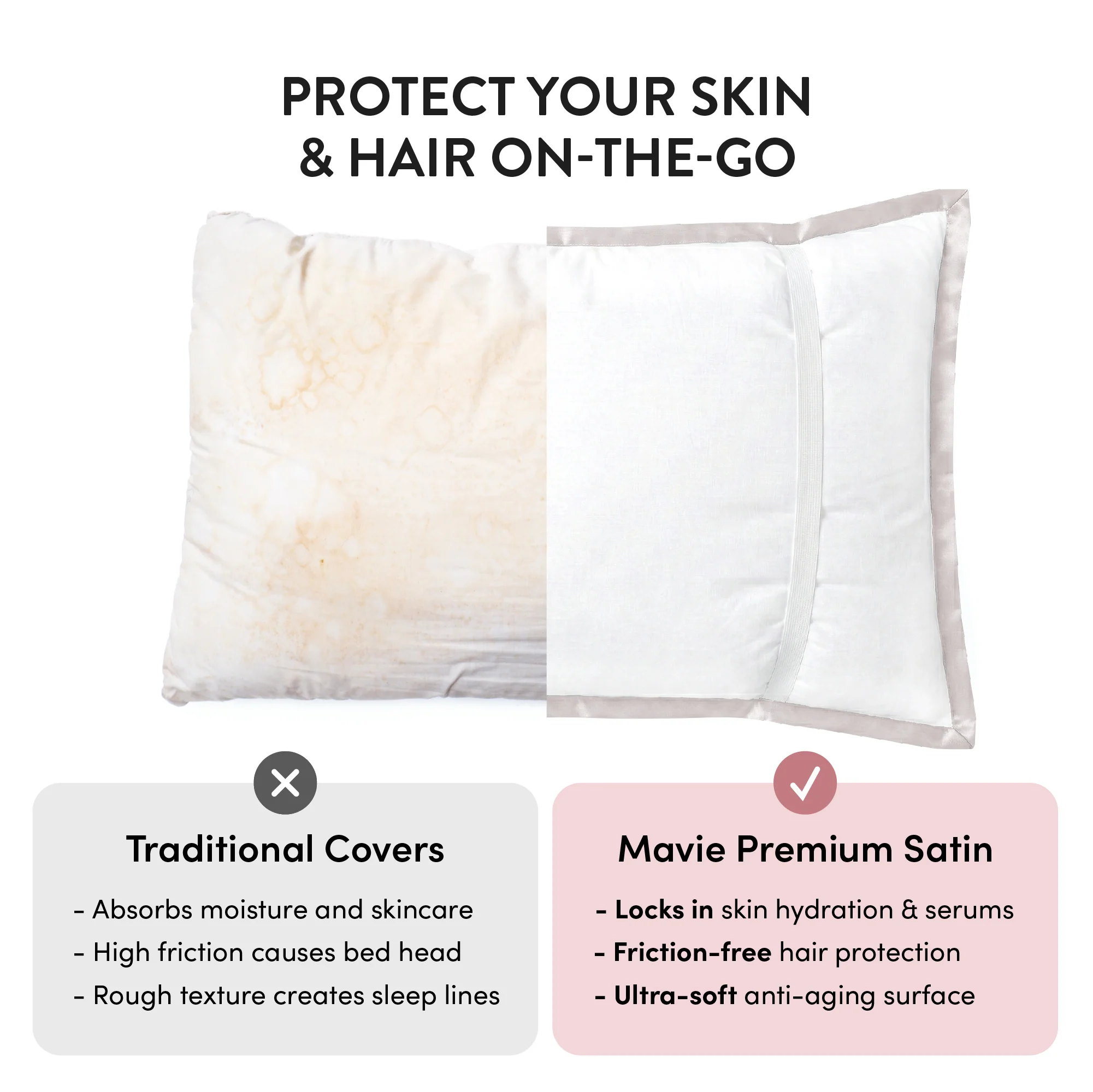Mavié Premium Satin Pillowcase for Hair & Skin – Slip-Free Secure Fit Travel Pillow Cover, Cooling & Anti-Frizz Beauty Sleep - Image 83