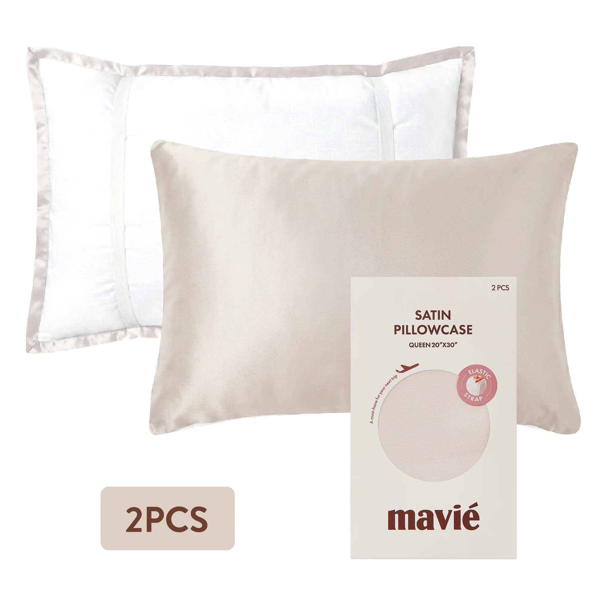 Mavié Premium Satin Pillowcase for Hair & Skin – Slip-Free Secure Fit Travel Pillow Cover, Cooling & Anti-Frizz Beauty Sleep - Image 86