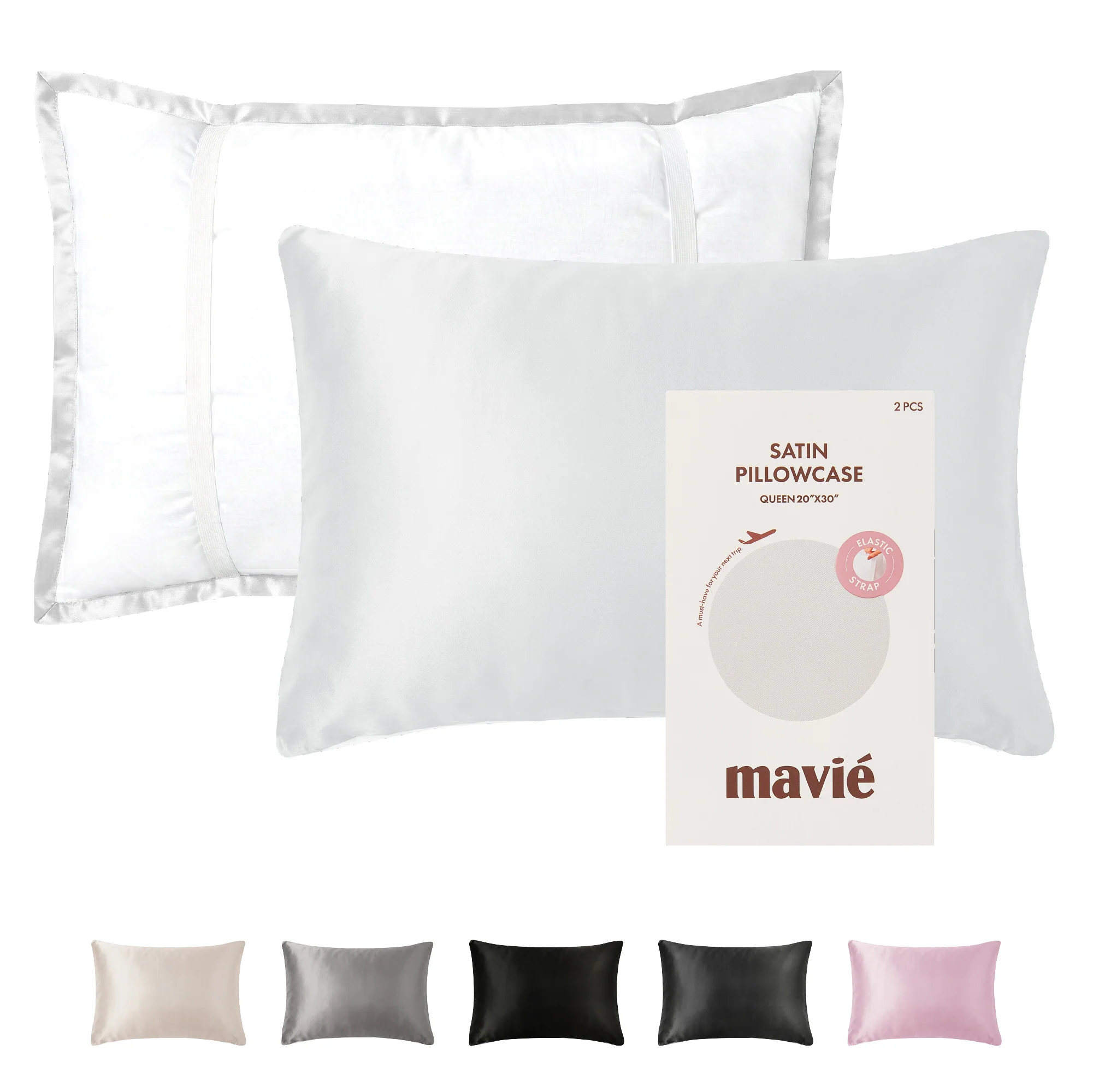 Mavié Premium Satin Pillowcase for Hair & Skin – Slip-Free Secure Fit Travel Pillow Cover, Cooling & Anti-Frizz Beauty Sleep - Image 89