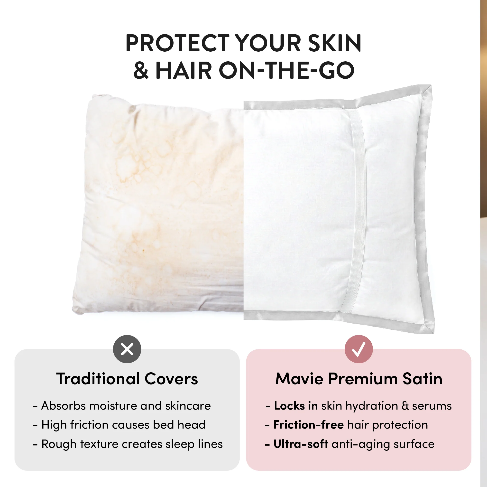 Mavié Premium Satin Pillowcase for Hair & Skin – Slip-Free Secure Fit Travel Pillow Cover, Cooling & Anti-Frizz Beauty Sleep - Image 94