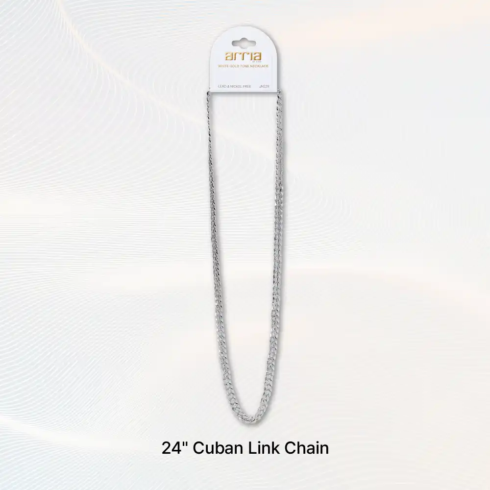 Arria Premium White Gold Cuban Link Chain Necklace - Image 4