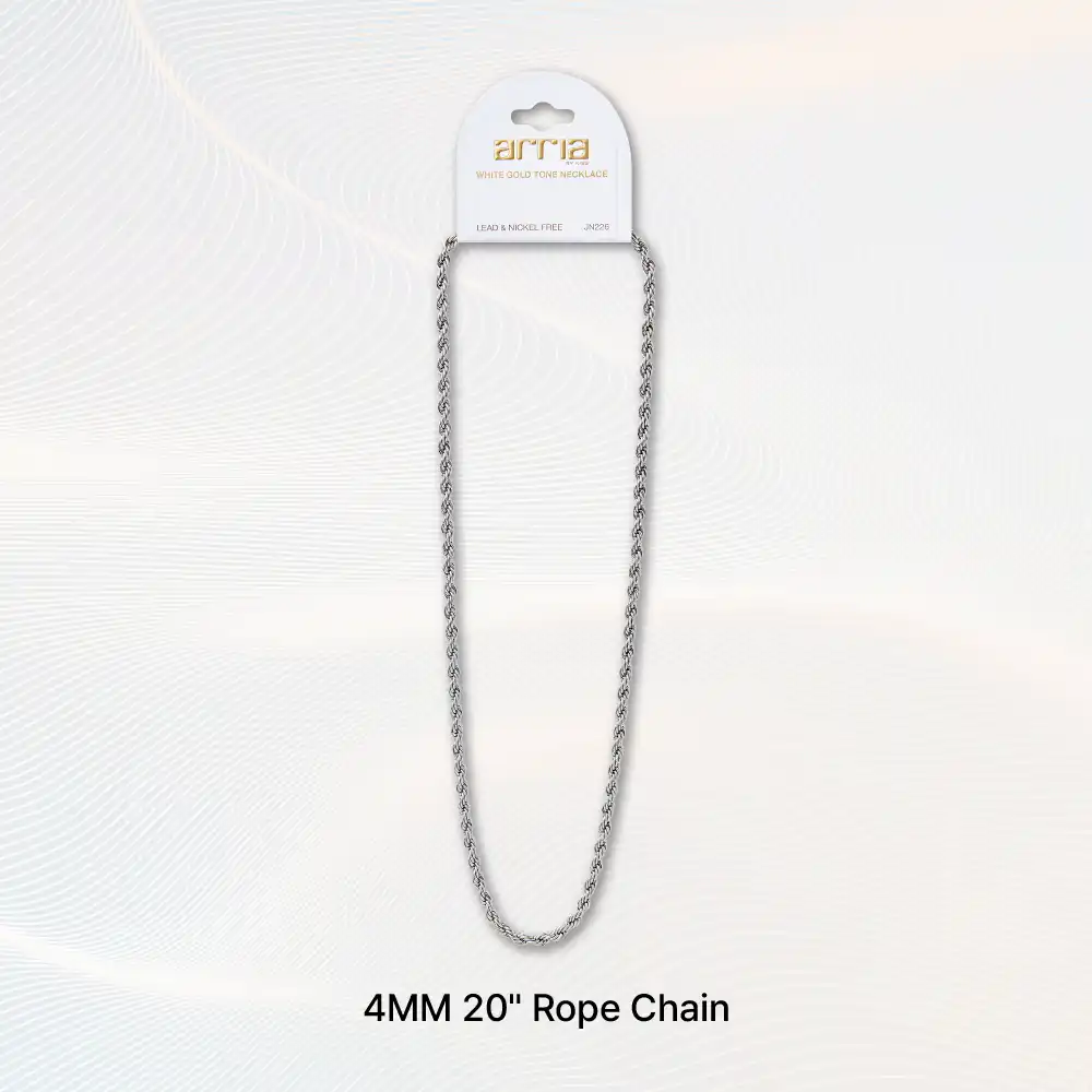 Arria Premium White Gold Rope Chain Necklace - Image 4