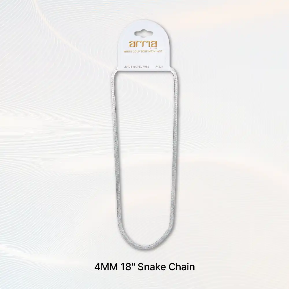 Arria Premium White Gold Snake Herringbone Chain Necklace - Image 4