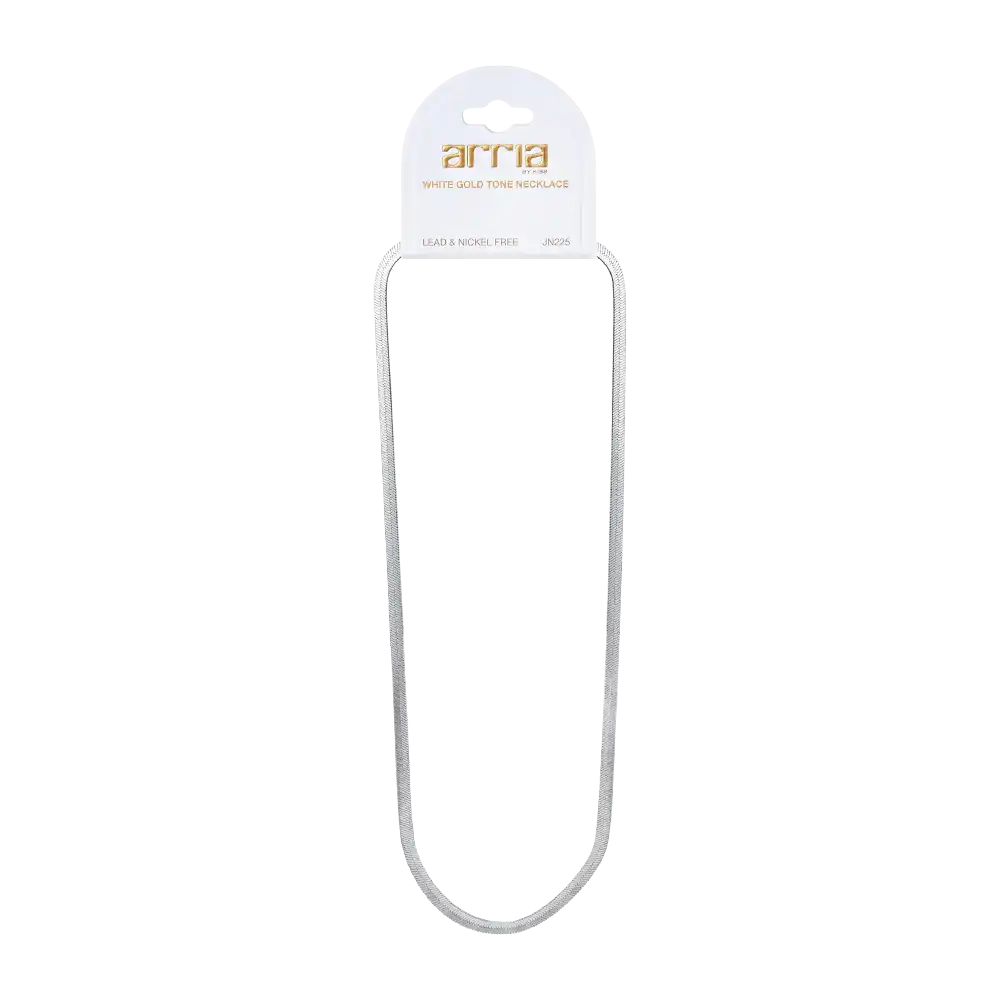 Arria Premium White Gold Snake Herringbone Chain Necklace - Image 6
