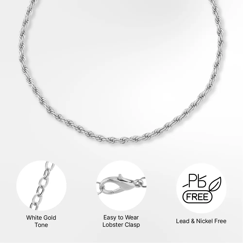 Arria Premium White Gold Tone Jewel Link Chain Anklet - Image 4