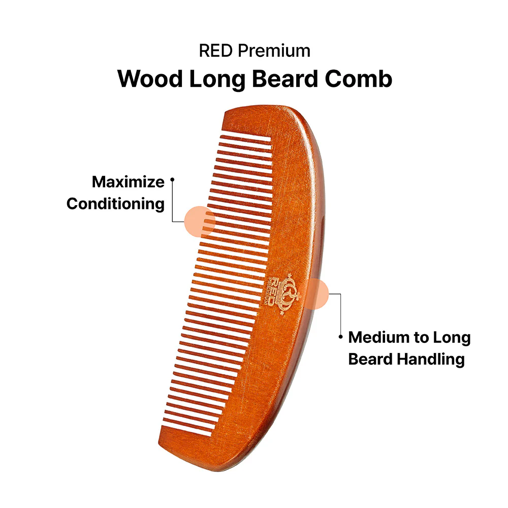 Red Premium Premium Wood Long Beard Comb - Image 3