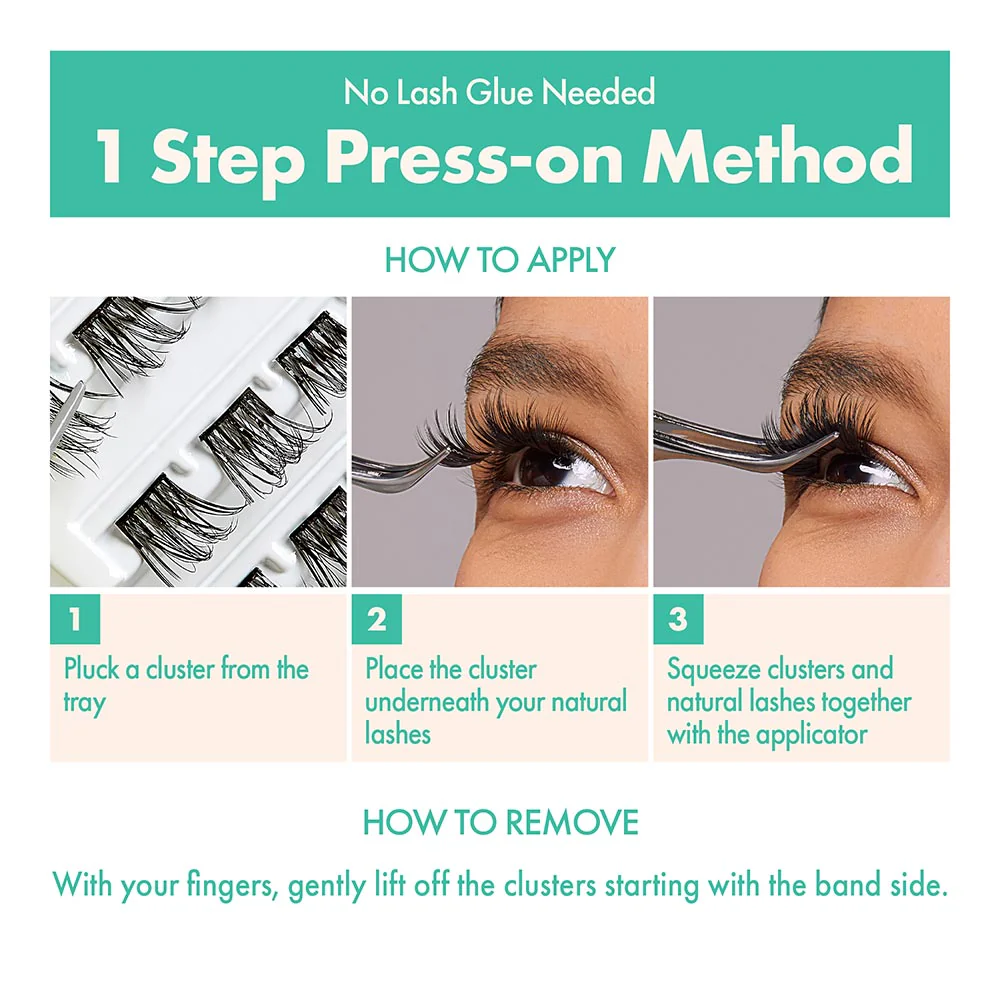 i-ENVY Press & Go All-In-One Lash Kit - Self-Adhesive, No Glue False Eyelash Clusters, 1-Step Press-On Application, Damage-Free & No Residue - Image 11