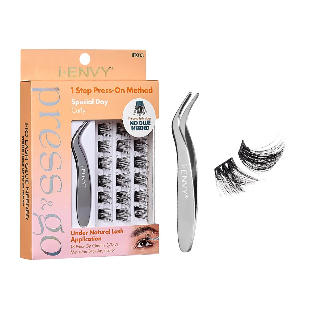 i-ENVY Press & Go All-In-One Lash Kit - Self-Adhesive, No Glue False Eyelash Clusters, 1-Step Press-On Application, Damage-Free & No Residue - Image 13