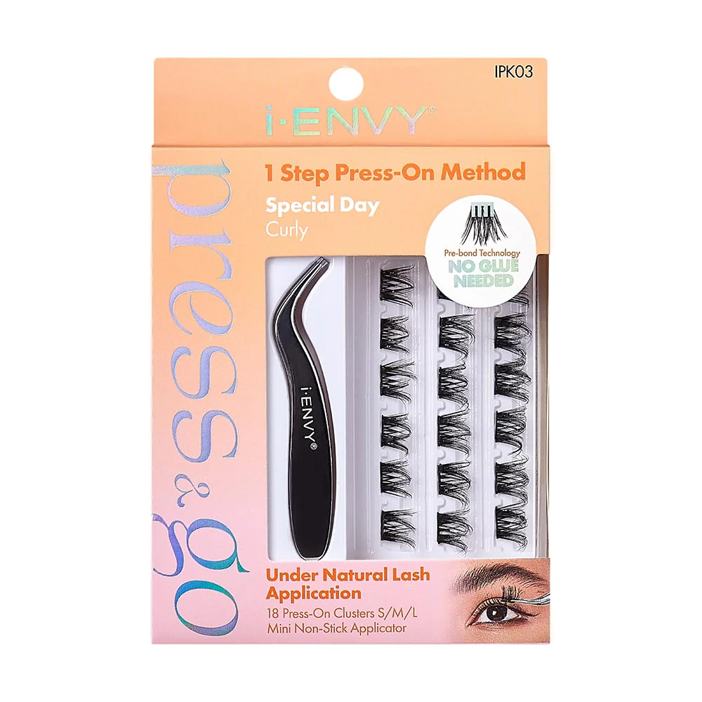 i-ENVY Press & Go All-In-One Lash Kit - Self-Adhesive, No Glue False Eyelash Clusters, 1-Step Press-On Application, Damage-Free & No Residue - Image 14