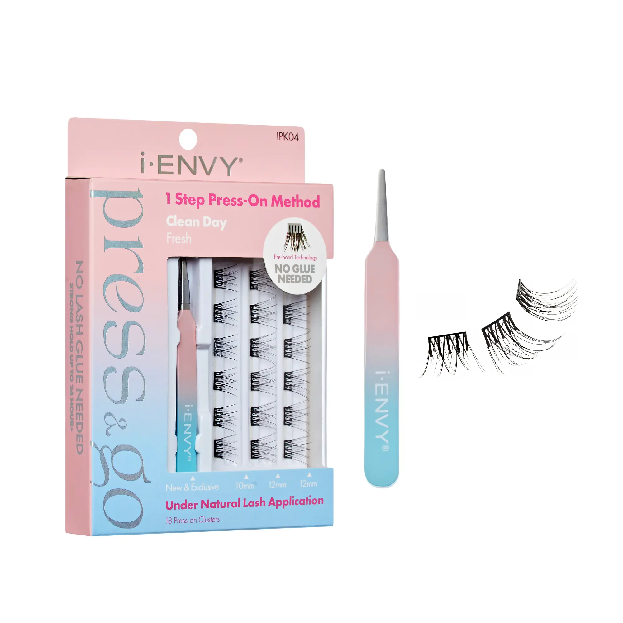 i-ENVY Press & Go All-In-One Lash Kit - Self-Adhesive, No Glue False Eyelash Clusters, 1-Step Press-On Application, Damage-Free & No Residue - Image 19