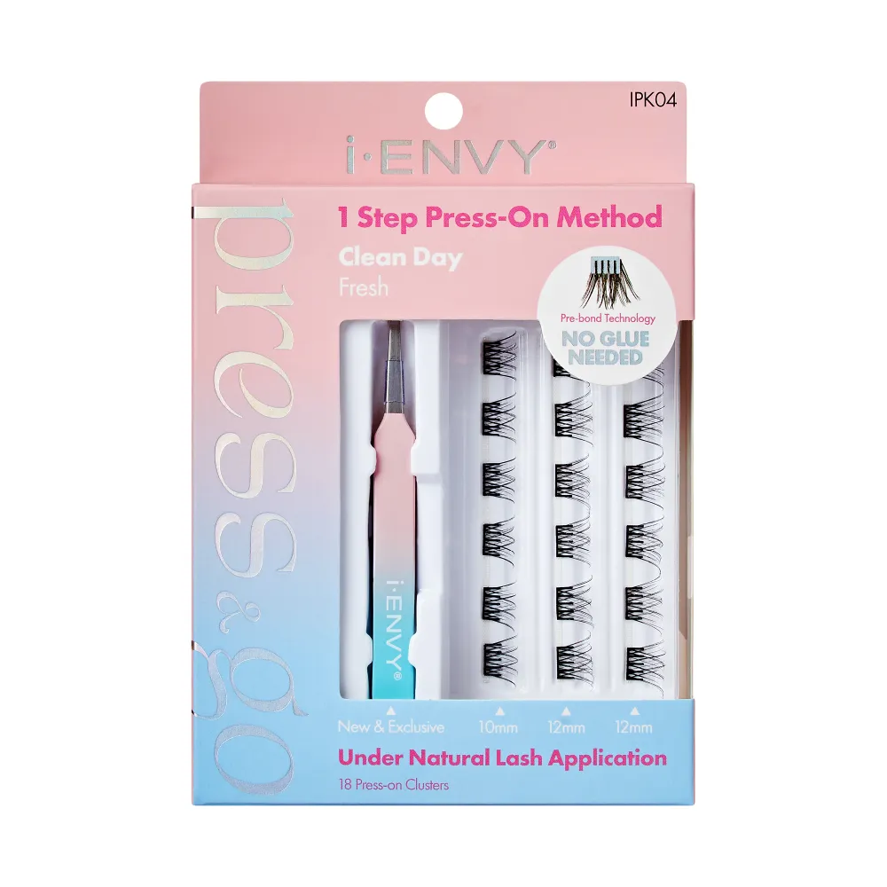 i-ENVY Press & Go All-In-One Lash Kit - Self-Adhesive, No Glue False Eyelash Clusters, 1-Step Press-On Application, Damage-Free & No Residue - Image 21