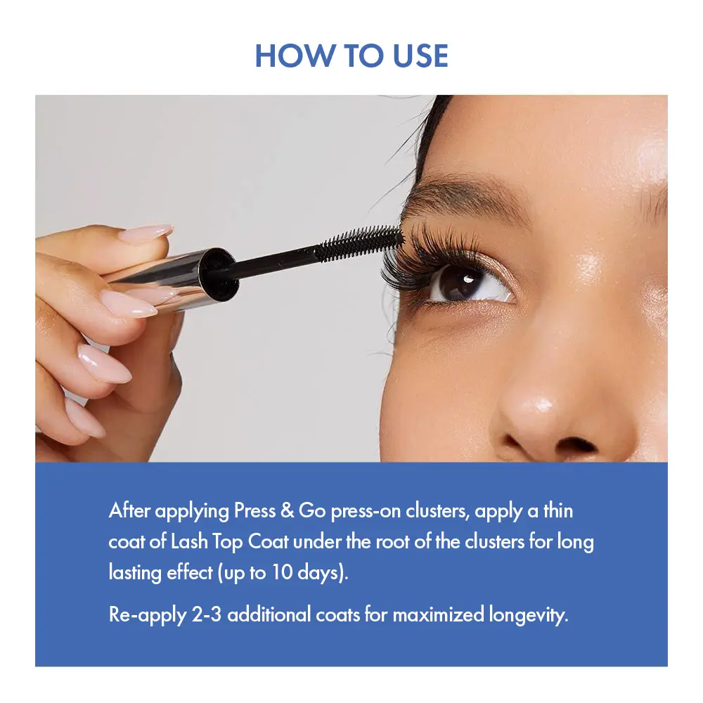 I-ENVY Press&Go Waterproof Lash Top Coat - Locks in Lash Clusters & False Eyelashes, Sweat-Resistant Black Finish - Image 4