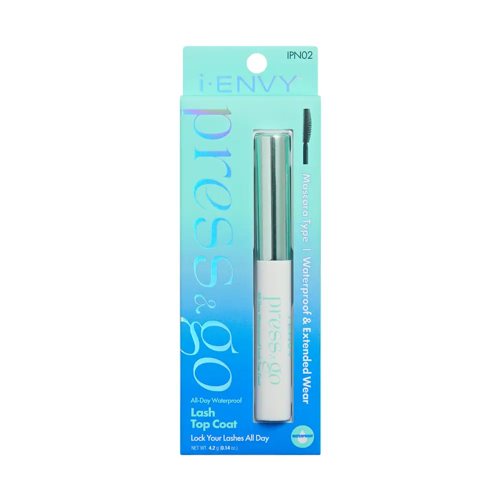 I-ENVY Press&Go Waterproof Lash Top Coat - Locks in Lash Clusters & False Eyelashes, Sweat-Resistant Black Finish - Image 6