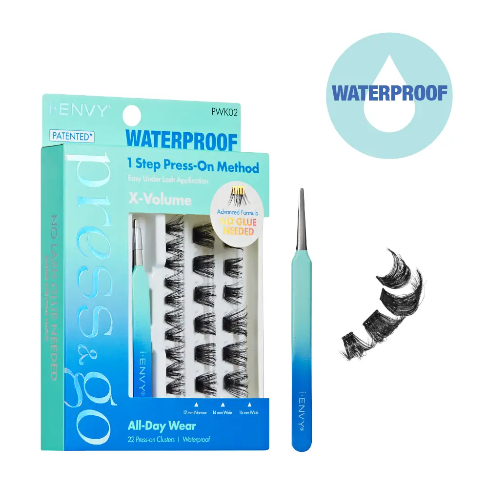 I-ENVY Press & Go Waterproof No Glue Cluster Lash & Applicator Kit - Self-Adhesive, Reusable Eyelashes - Image 2
