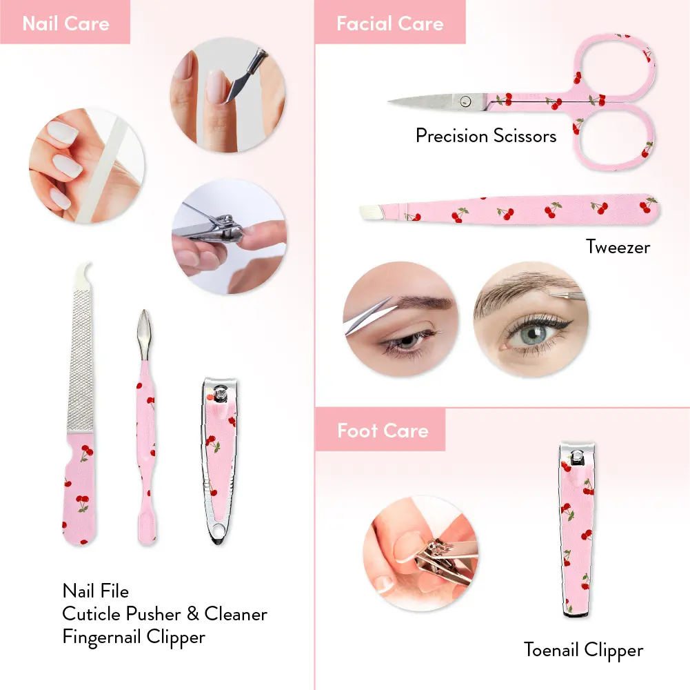 éclat Printed All-in-One Manicure & Pedicure Grooming Kit with Travel Case (6 pcs) - Image 3