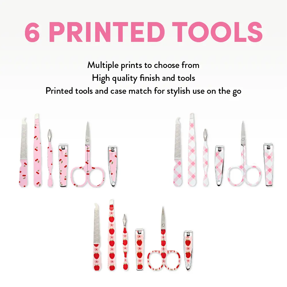 éclat Printed All-in-One Manicure & Pedicure Grooming Kit with Travel Case (6 pcs) - Image 7