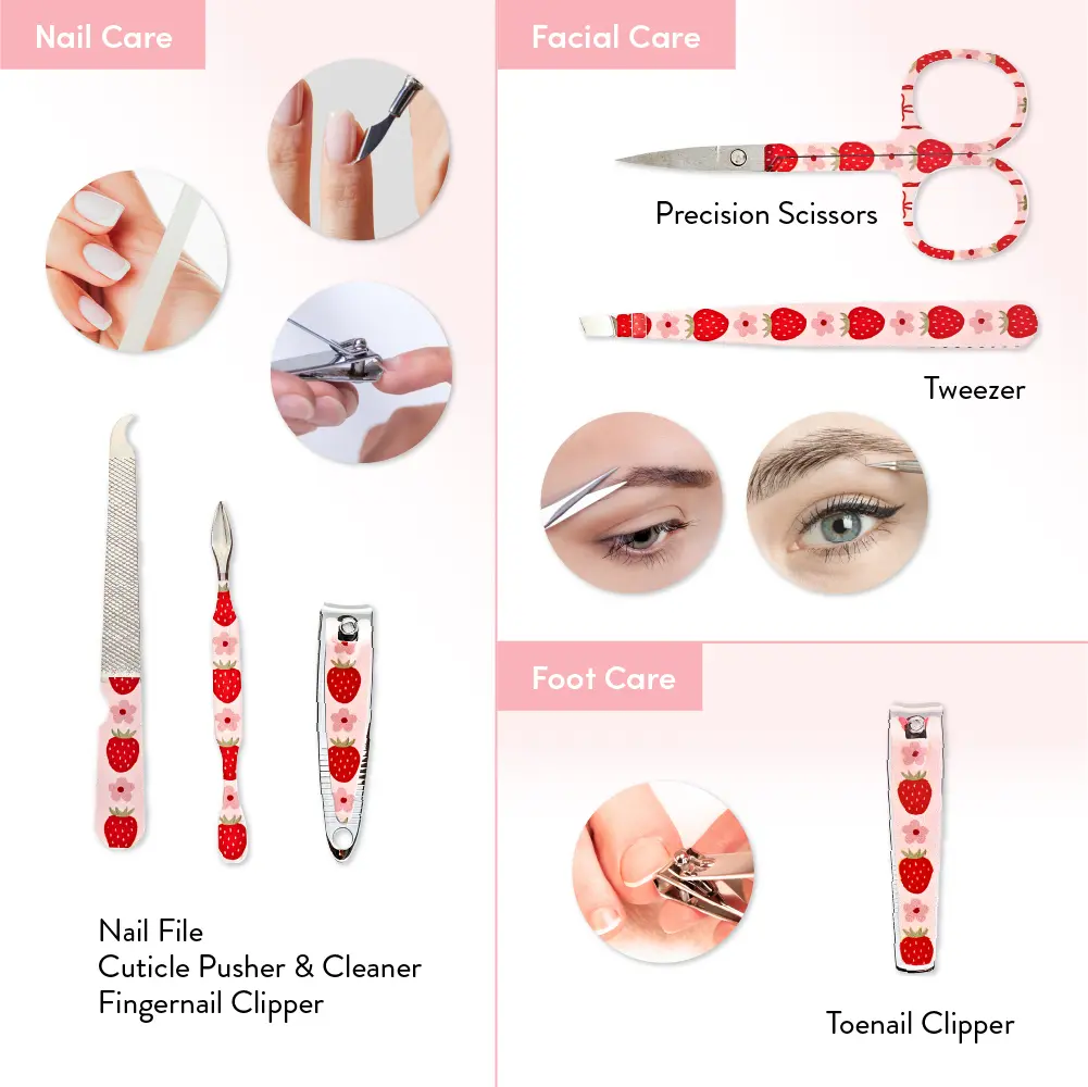 éclat Printed All-in-One Manicure & Pedicure Grooming Kit with Travel Case (6 pcs) - Image 8