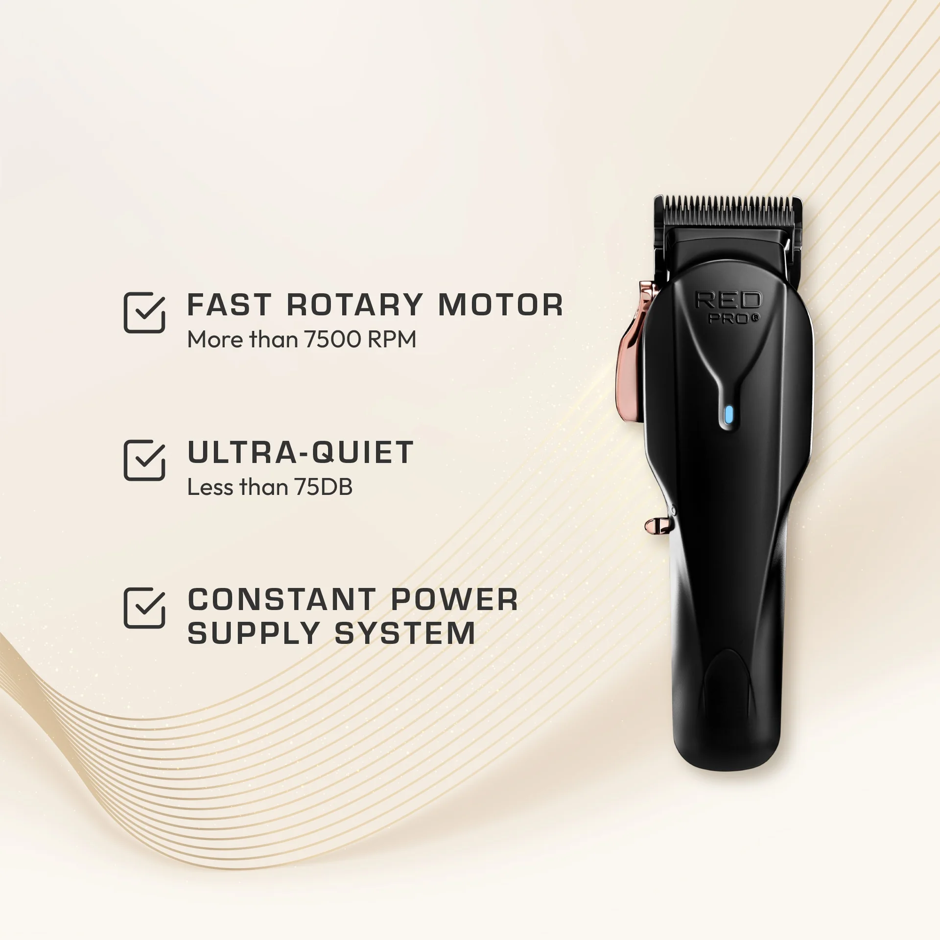 Red PRO Professional Cordless Clipper - Matte Black (Charging Stand Included) - Image 3