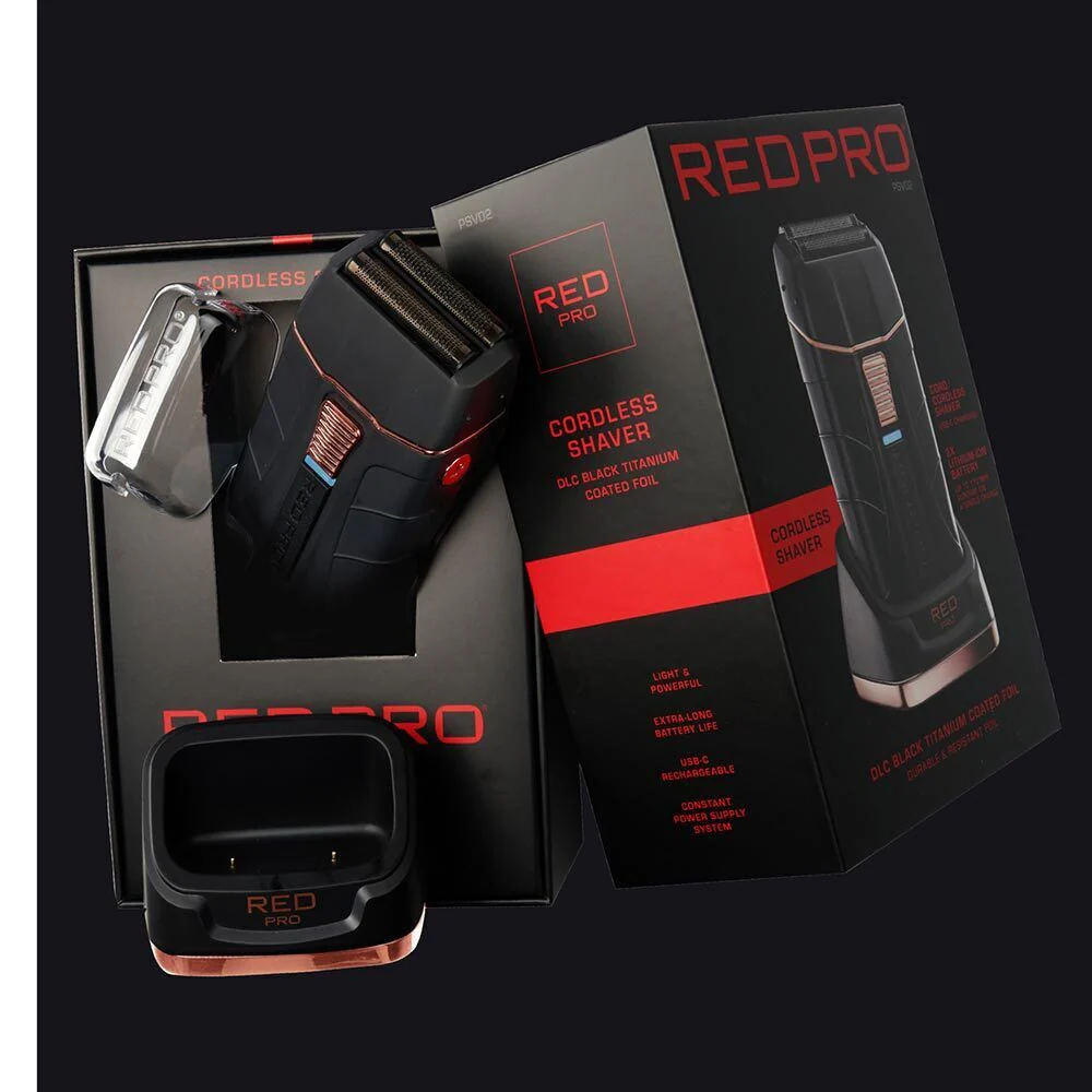 Red PRO Professional Cordless Shaver - Matte Black (Charging Stand Included) - Image 7