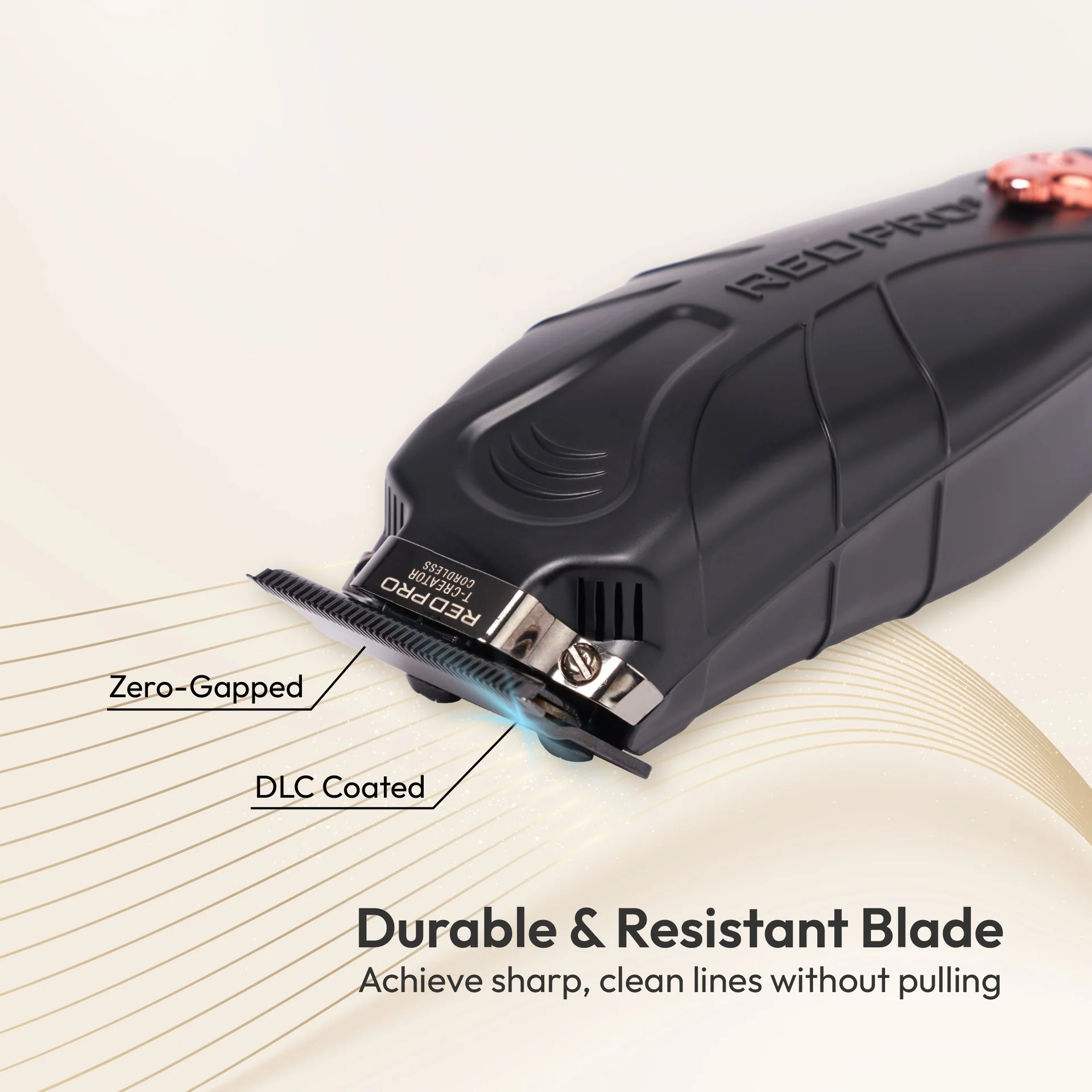 Red PRO Professional Cordless Trimmer DLC (Diamond-Like Carbon) - Matte Black (Charging Stand Included) - Image 2