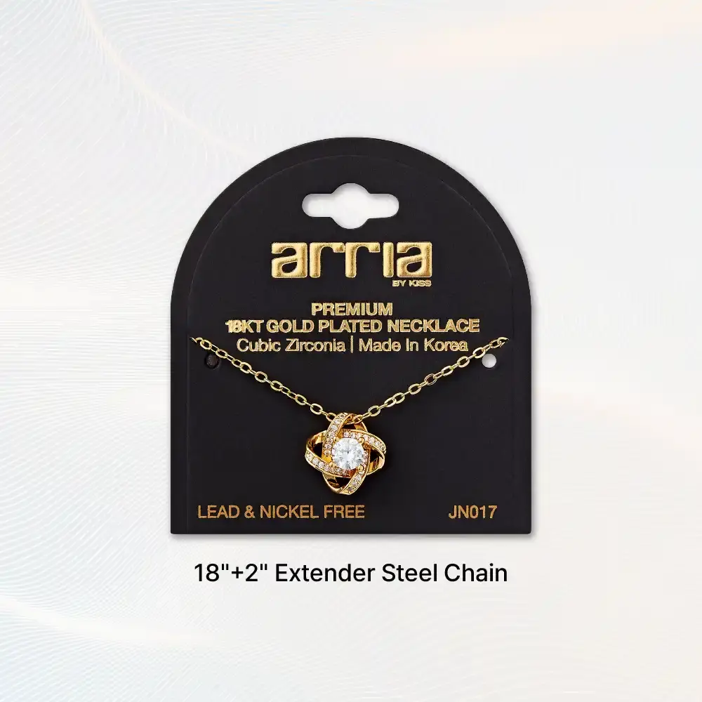 Arria Radiant 18KT Gold Love Knot Necklace with Sparkling CZ - Image 5