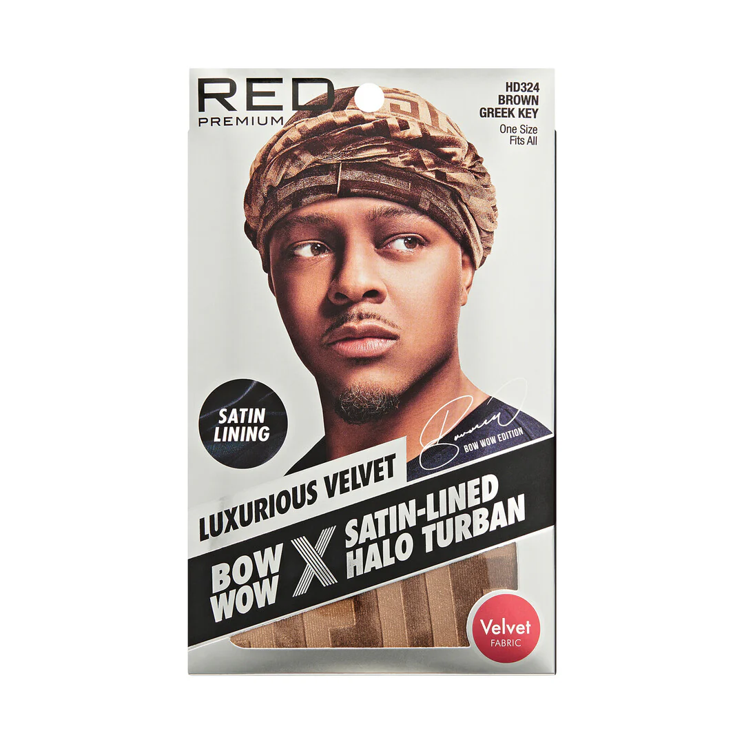 RED Premium Bow Wow Satin-Lined Halo Turban, Pre-Tied Headwrap with Beaded Tassels & Patterns - Image 13