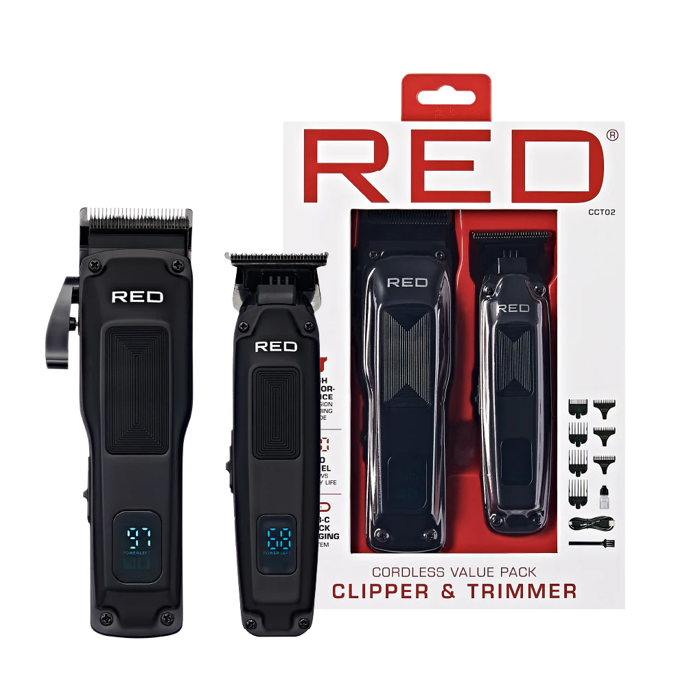 RED Cordless Clipper & Trimmer Combo Set - Professional Fade & Beard Grooming Kit - Image 10