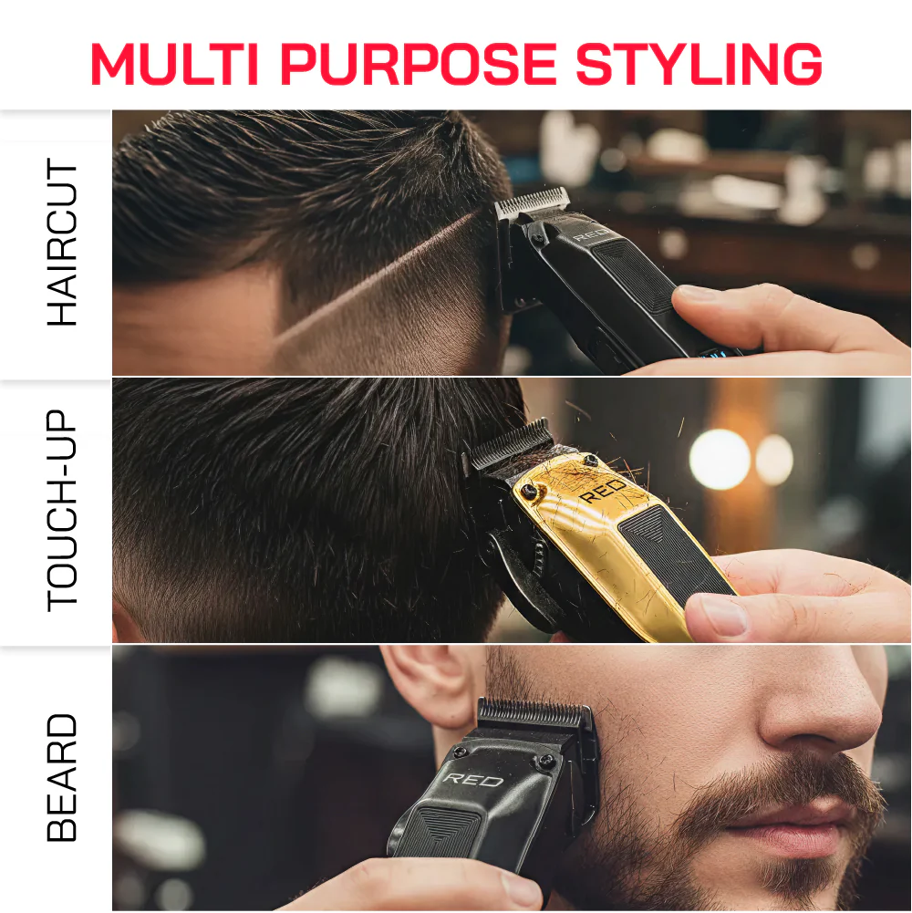 RED Cordless Clipper & Trimmer Combo Set - Professional Fade & Beard Grooming Kit - Image 4