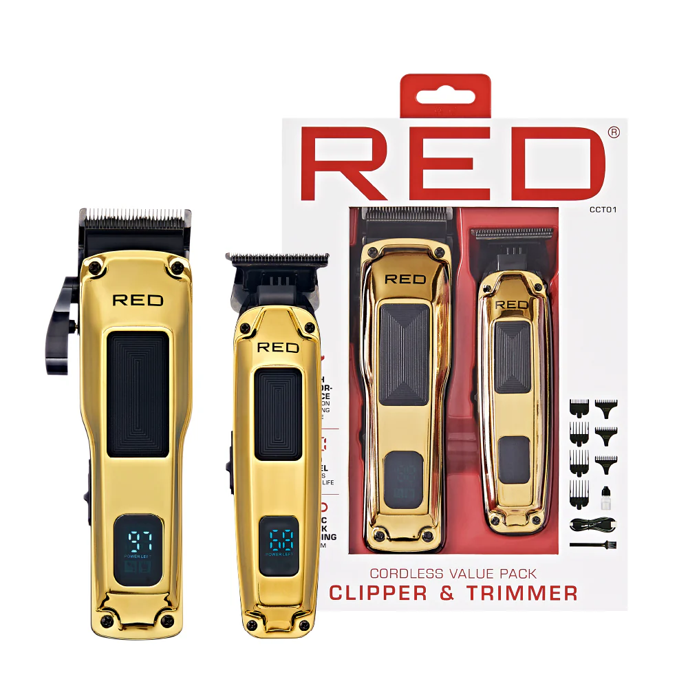 RED Cordless Clipper & Trimmer Combo Set - Professional Fade & Beard Grooming Kit - Image 5